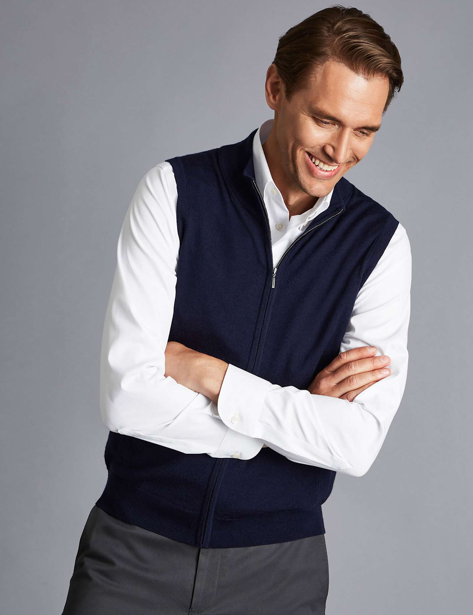 Pure Extra Fine Merino Wool Zip Up Gilet - image 2
