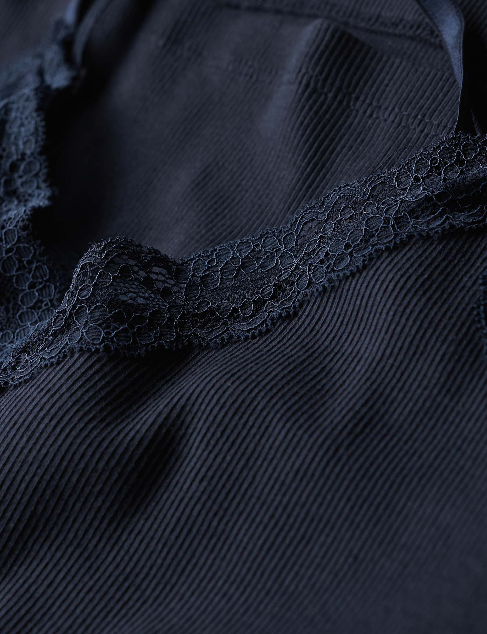 Pure Cotton Ribbed V-Neck Lace Trim Cami Top - image 4