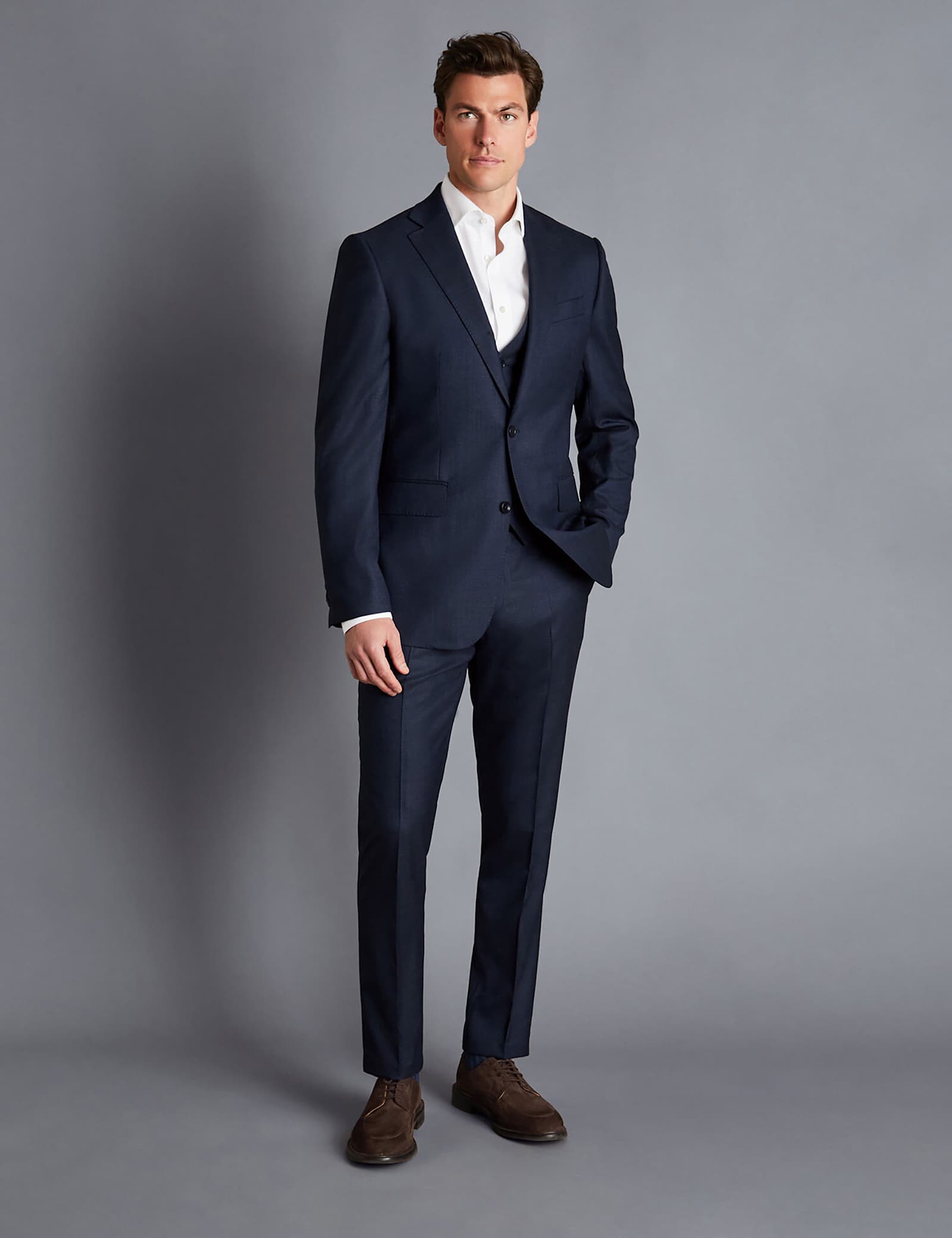 Slim Fit Super 120s Wool Suit Trousers - image 2