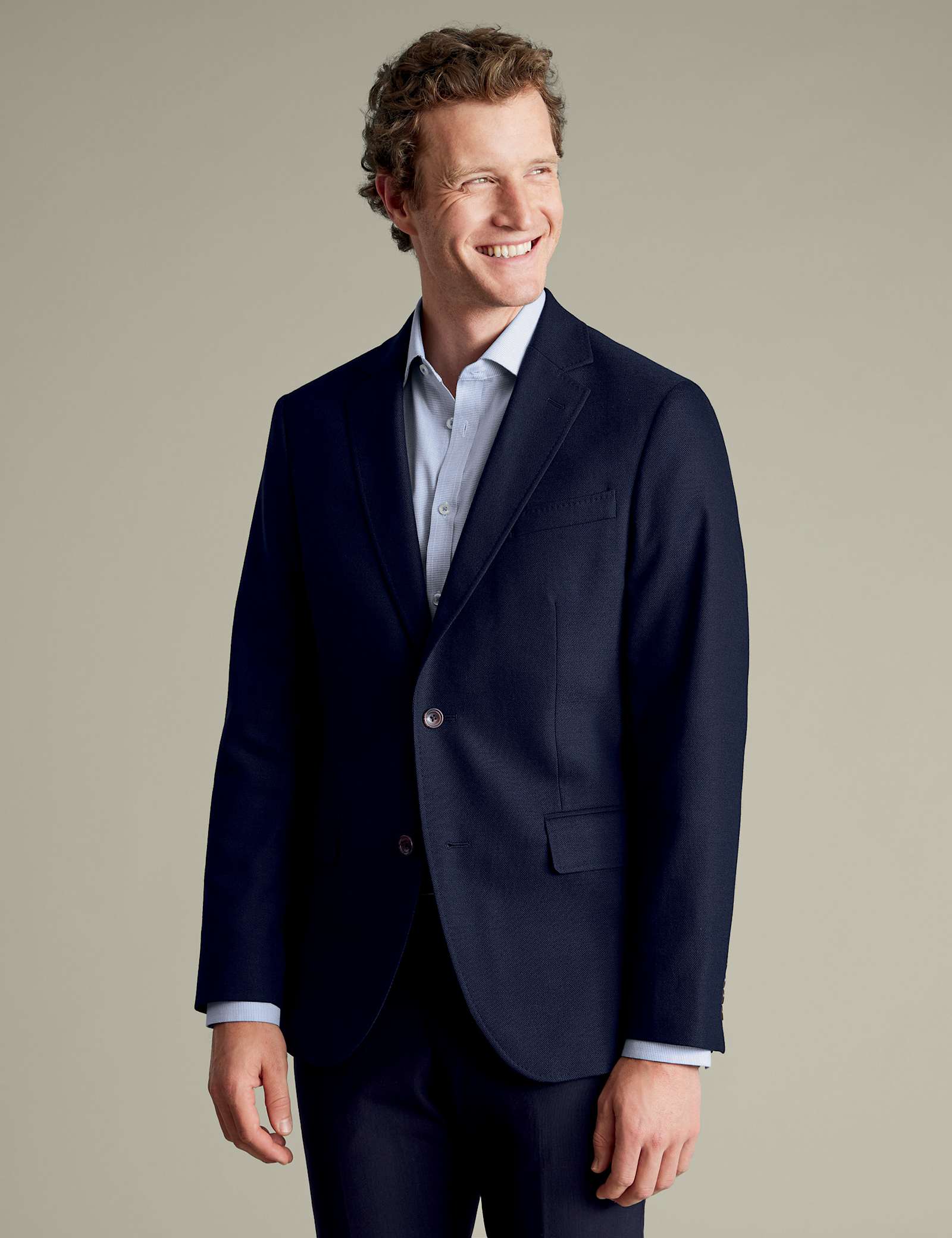 Slim Fit Wool Rich Stretch Textured Jacket - image 1