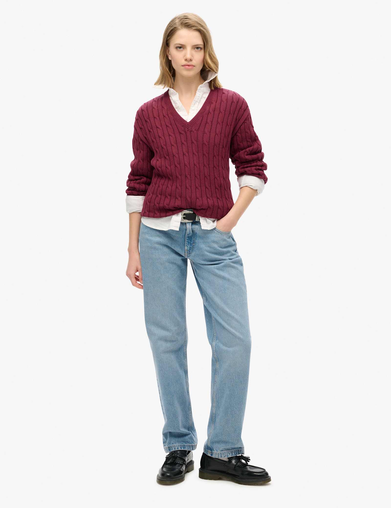 Pure Cotton Cable Knit V-Neck Jumper - image 5