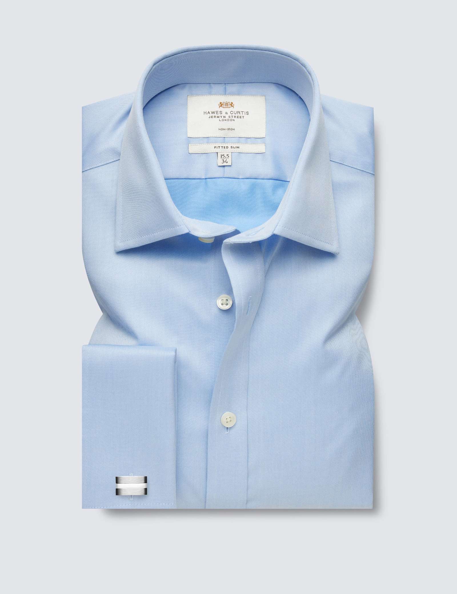 Fitted Slim Non Iron Pure Cotton Twill Shirt - image 1