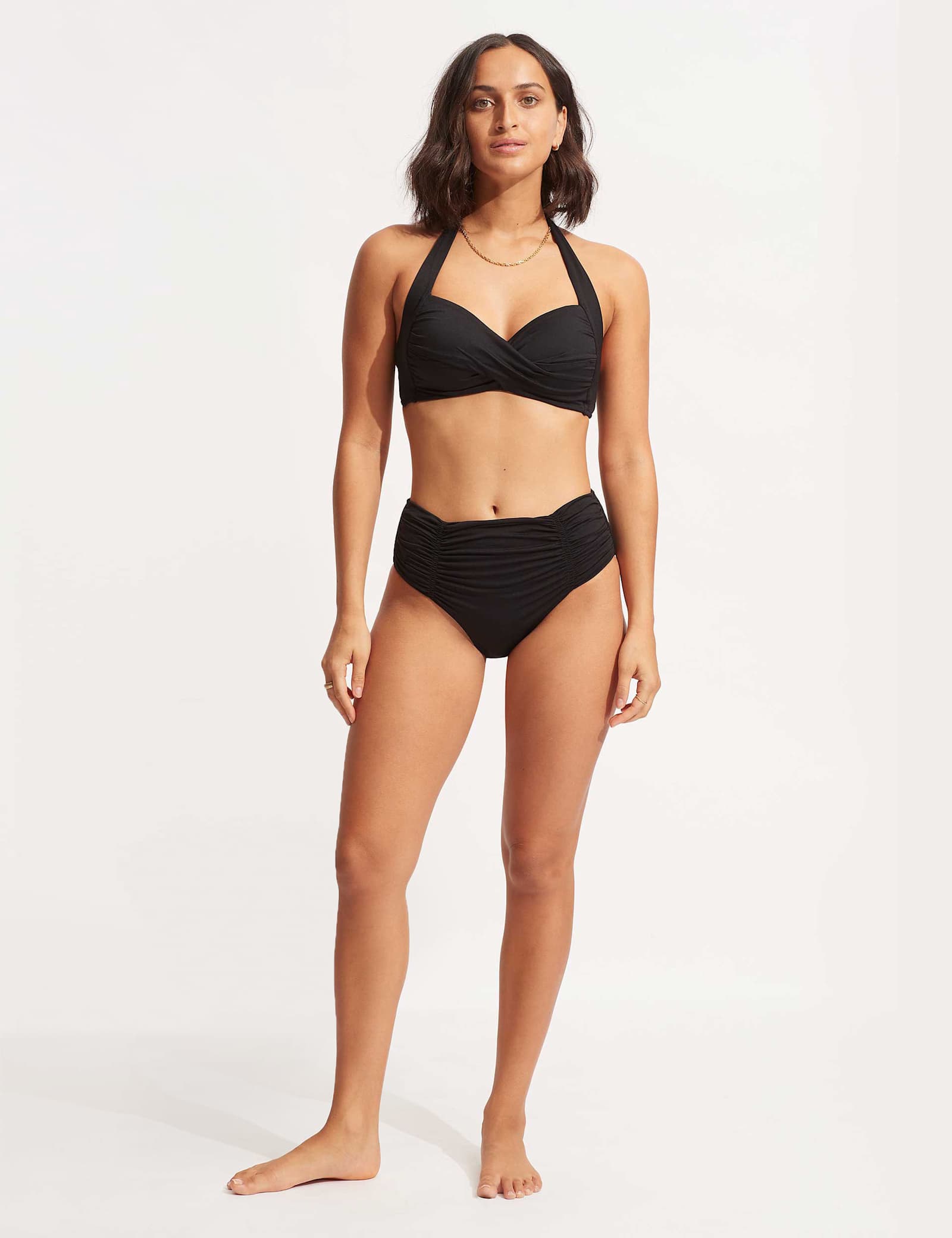 Collective Padded Twist Front Plunge Halterneck Bikini Top - image 3