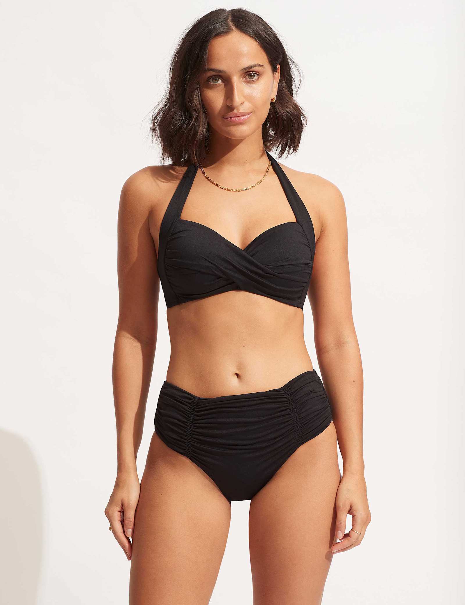 Collective Padded Twist Front Plunge Halterneck Bikini Top - image 5