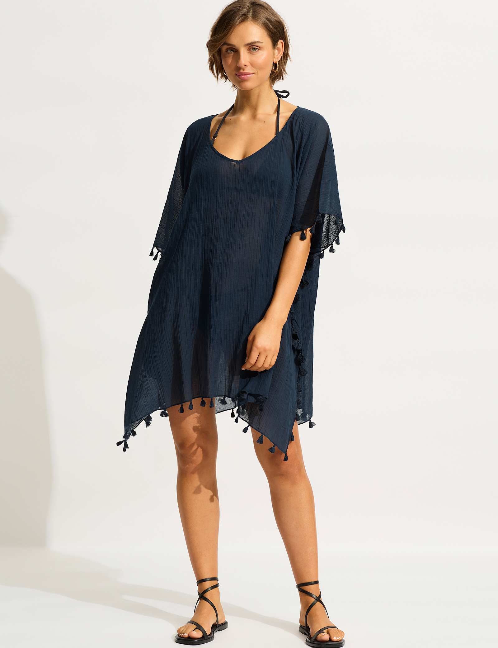 Amnesia Pure Cotton Tassel Beach Cover Up Kaftan - image 3