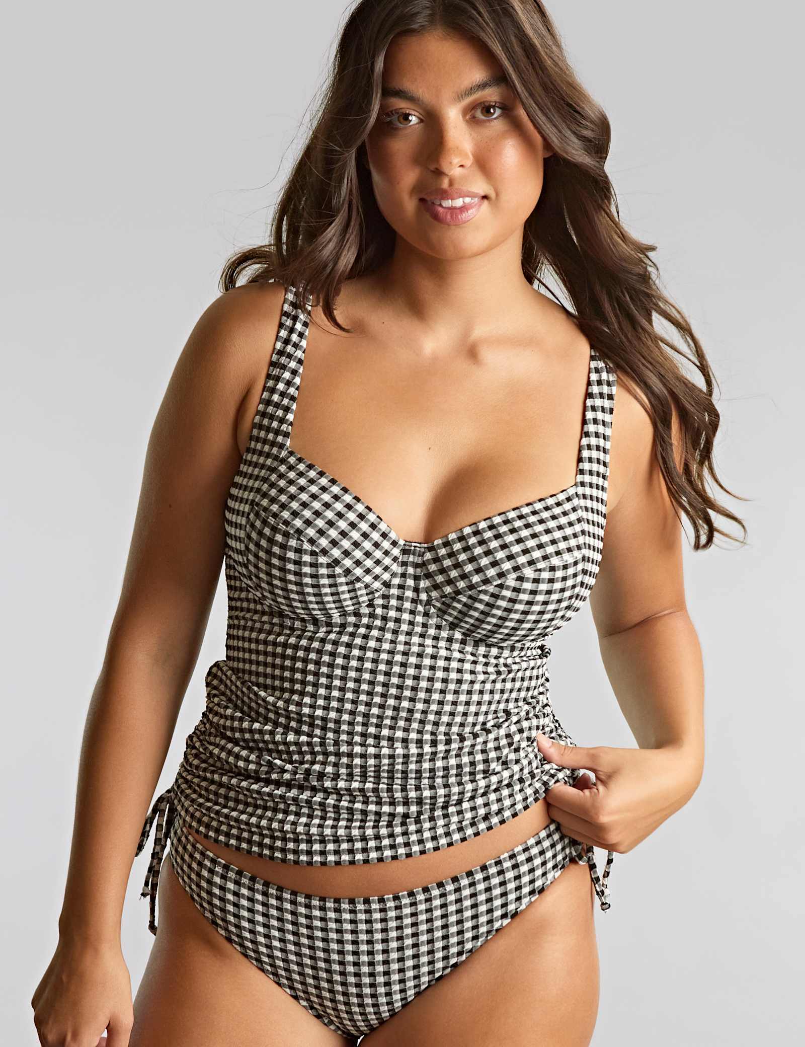 Iris Gingham Wired Balcony Tankini Top D-K - image 3