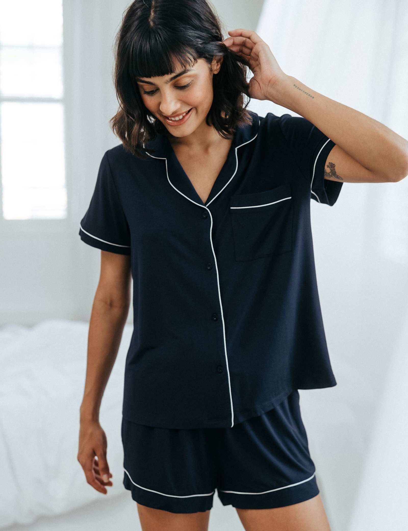 Modal Rich Piped Trim Shortie Set - image 4