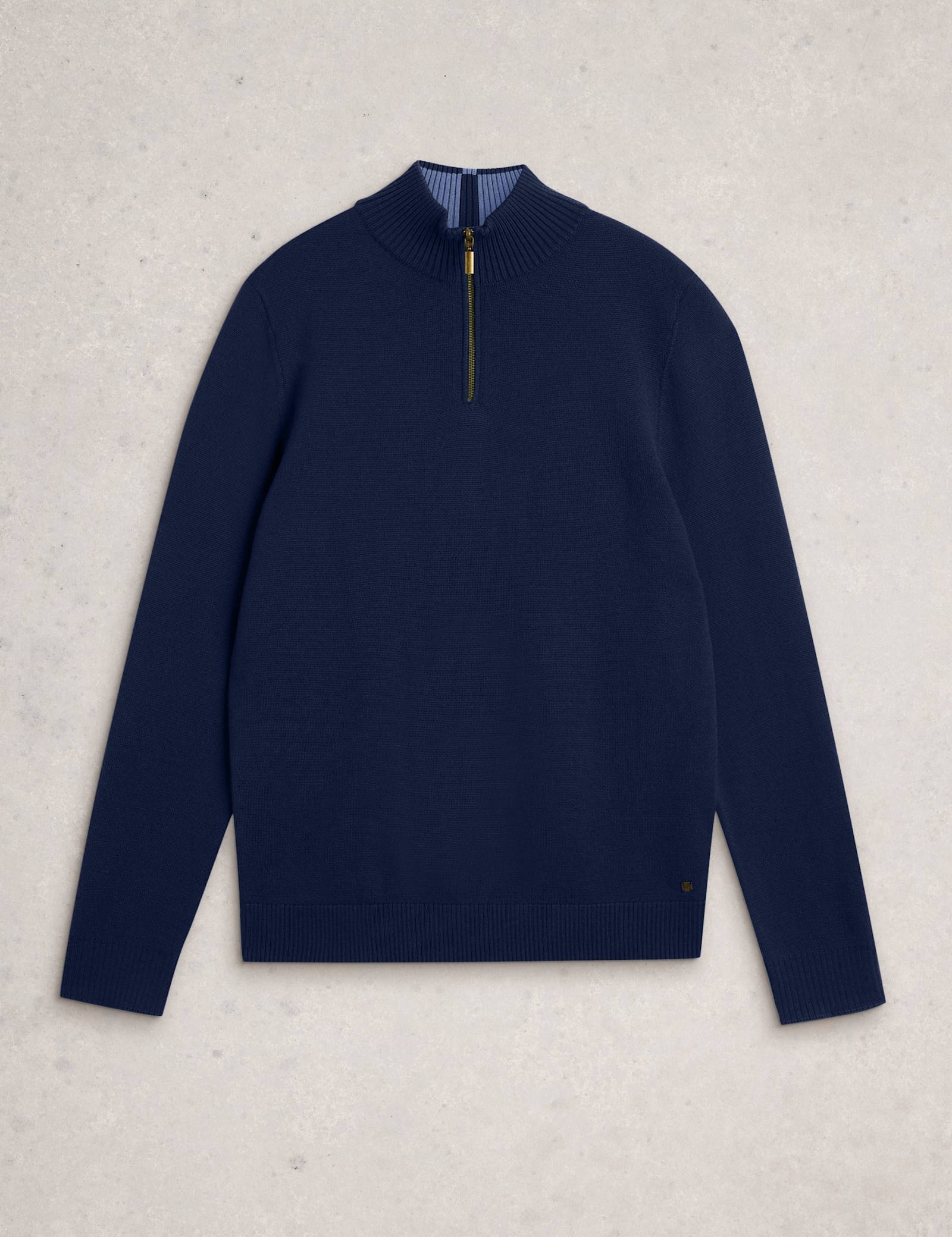 Pure Merino Wool Funnel Neck Half Zip Jumper - image 1