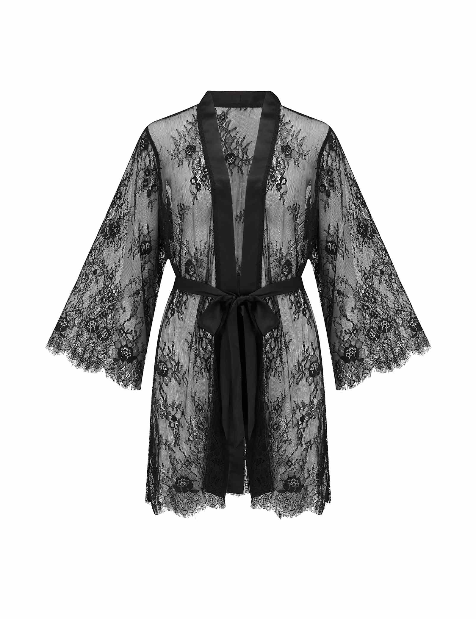 For Your Eyes Only Floral Lace Short Robe - image 1