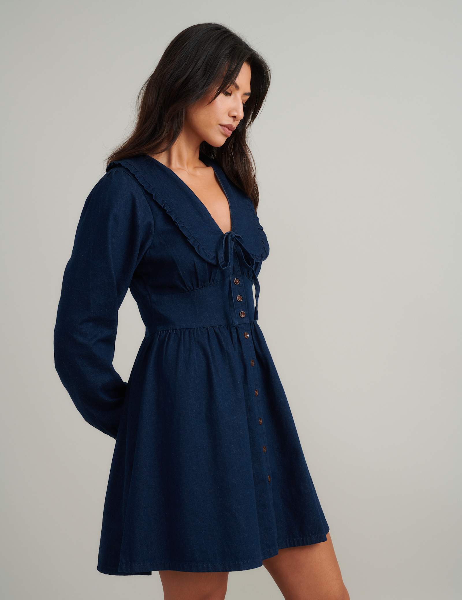 Denim Collared Mini Tea Dress - image 3