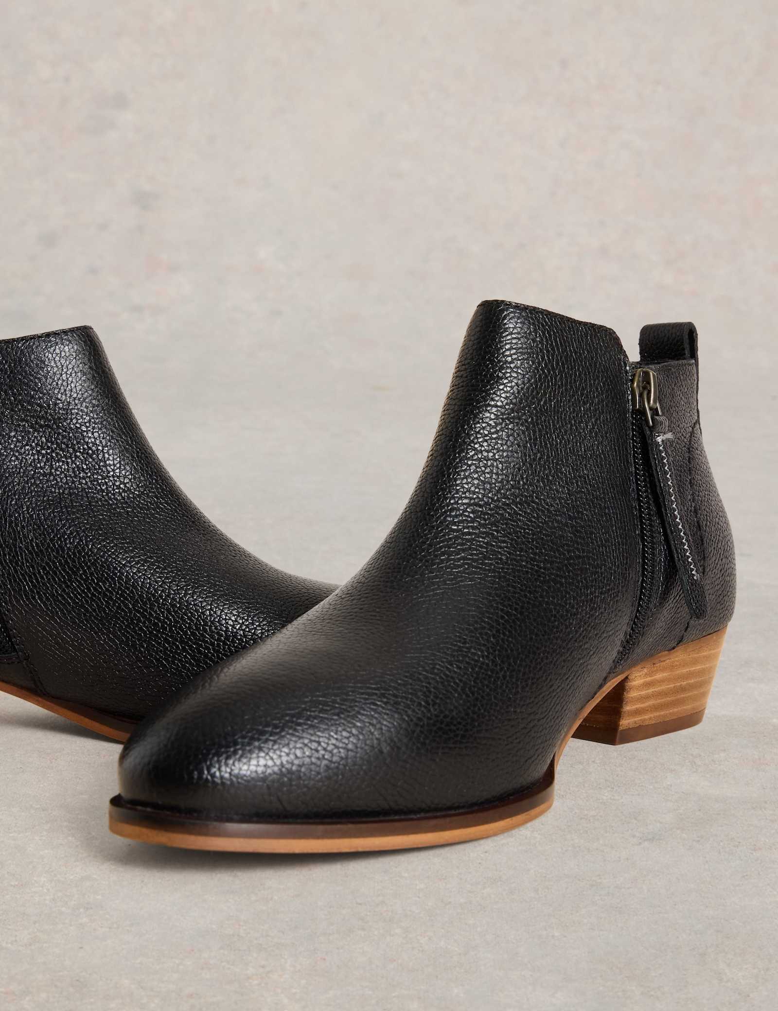 Leather Block Heel Ankle Boots - image 3