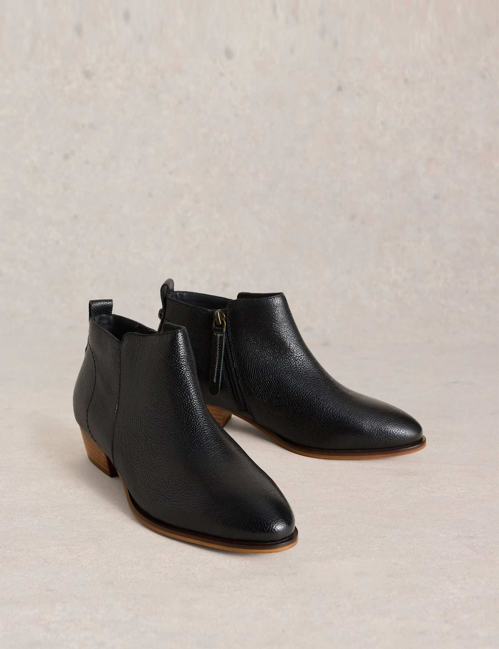 Leather Block Heel Ankle Boots - image 1