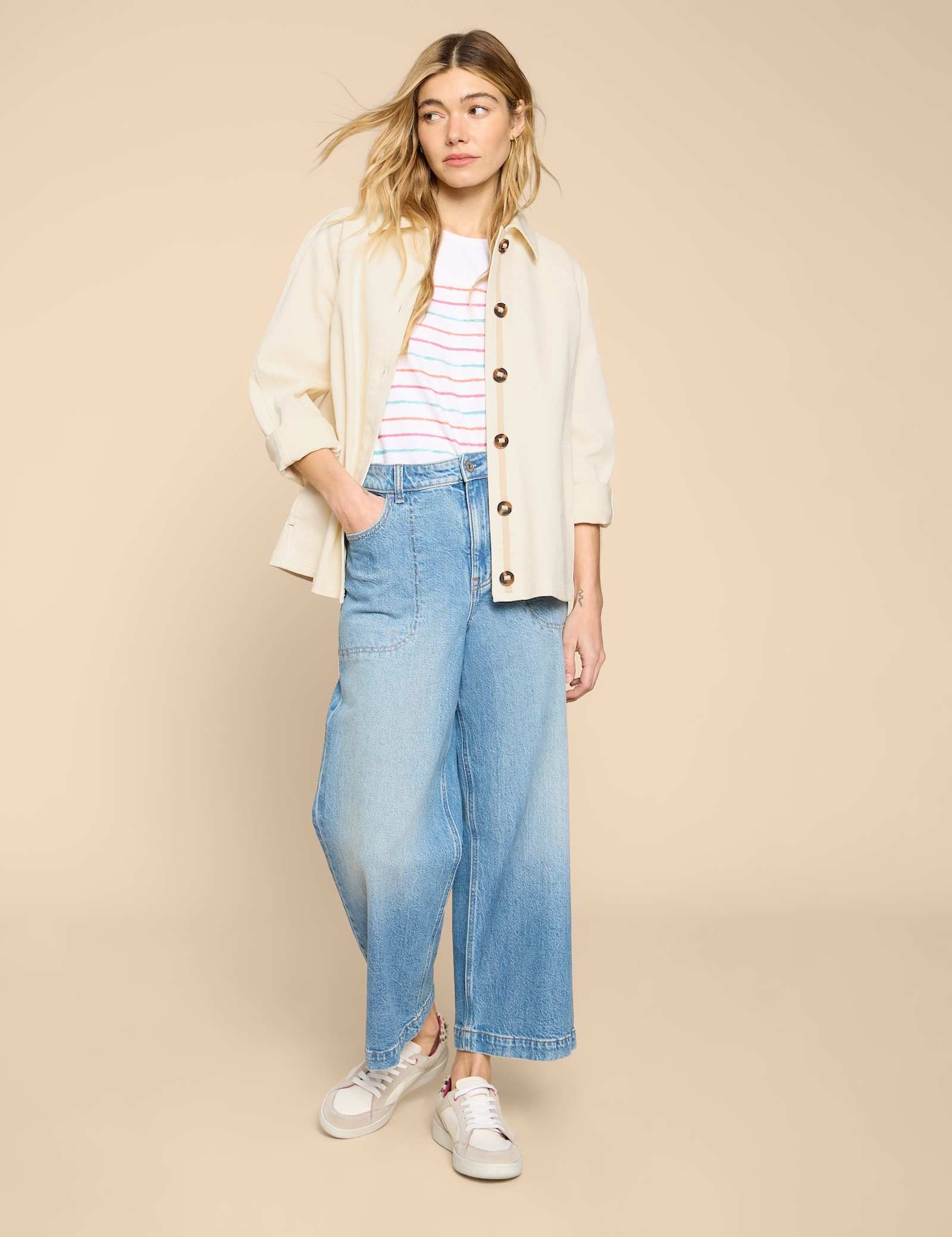 Denim Collared Relaxed Jacket - image 3