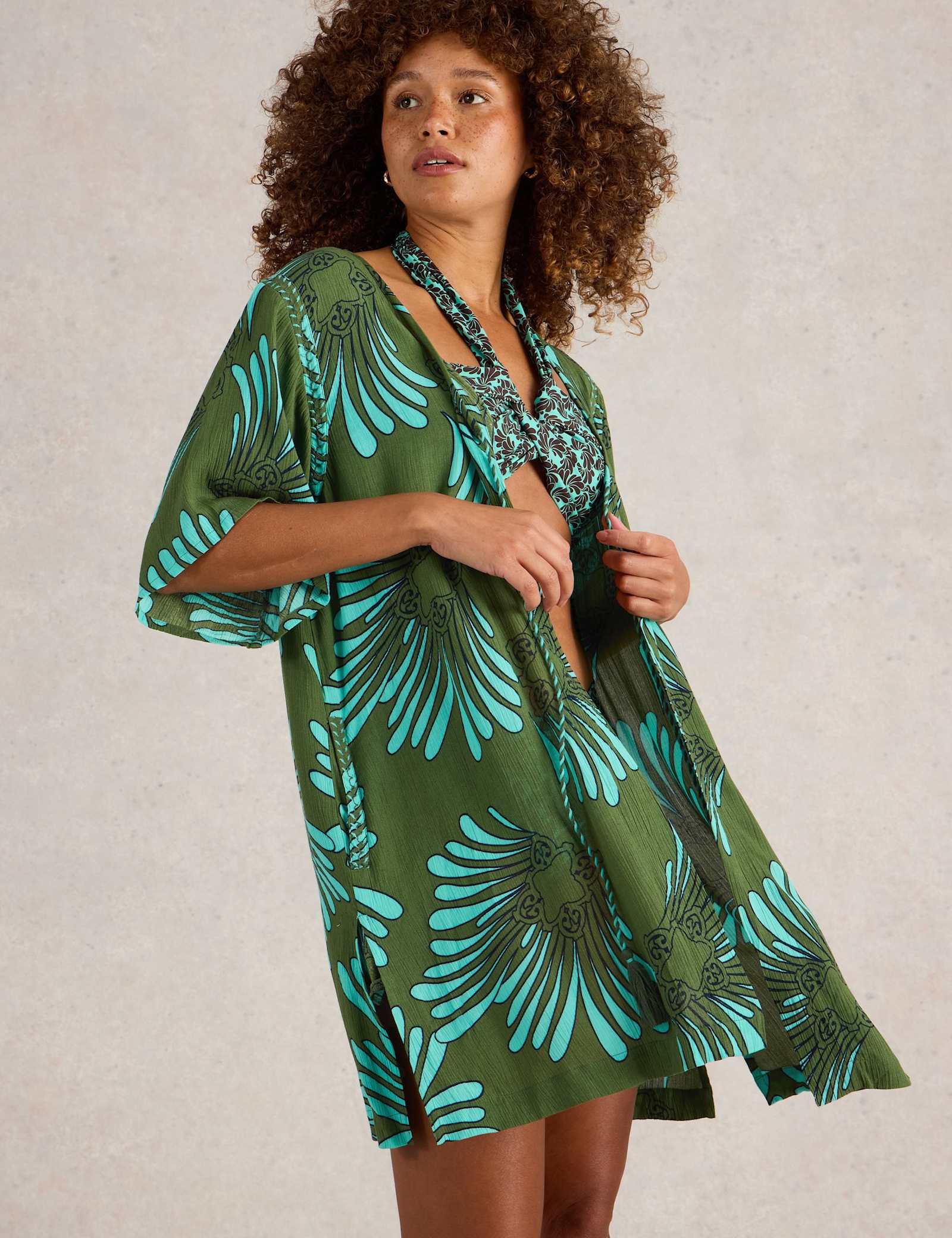 Printed V-Neck Mini Kaftan - image 2