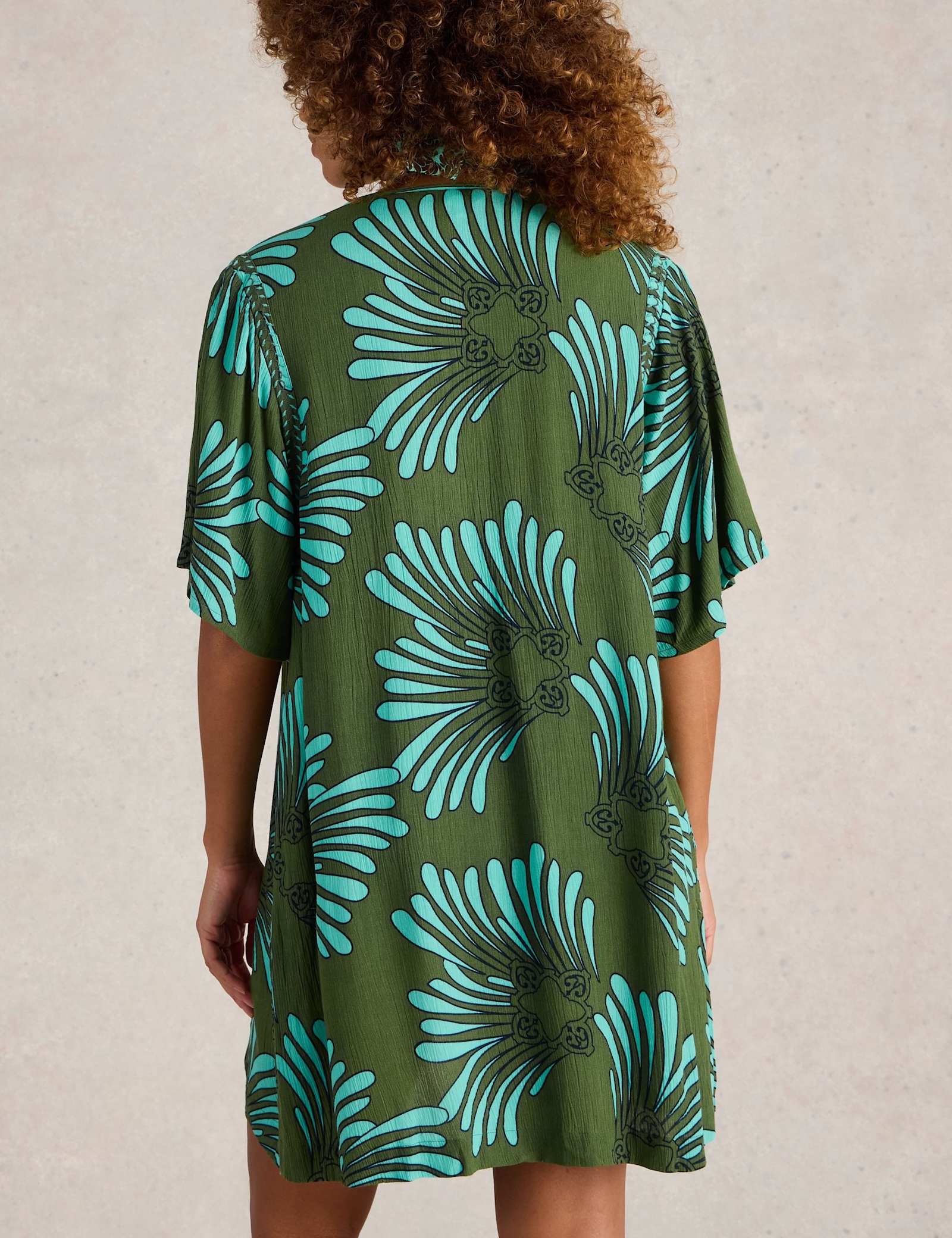 Printed V-Neck Mini Kaftan - image 5