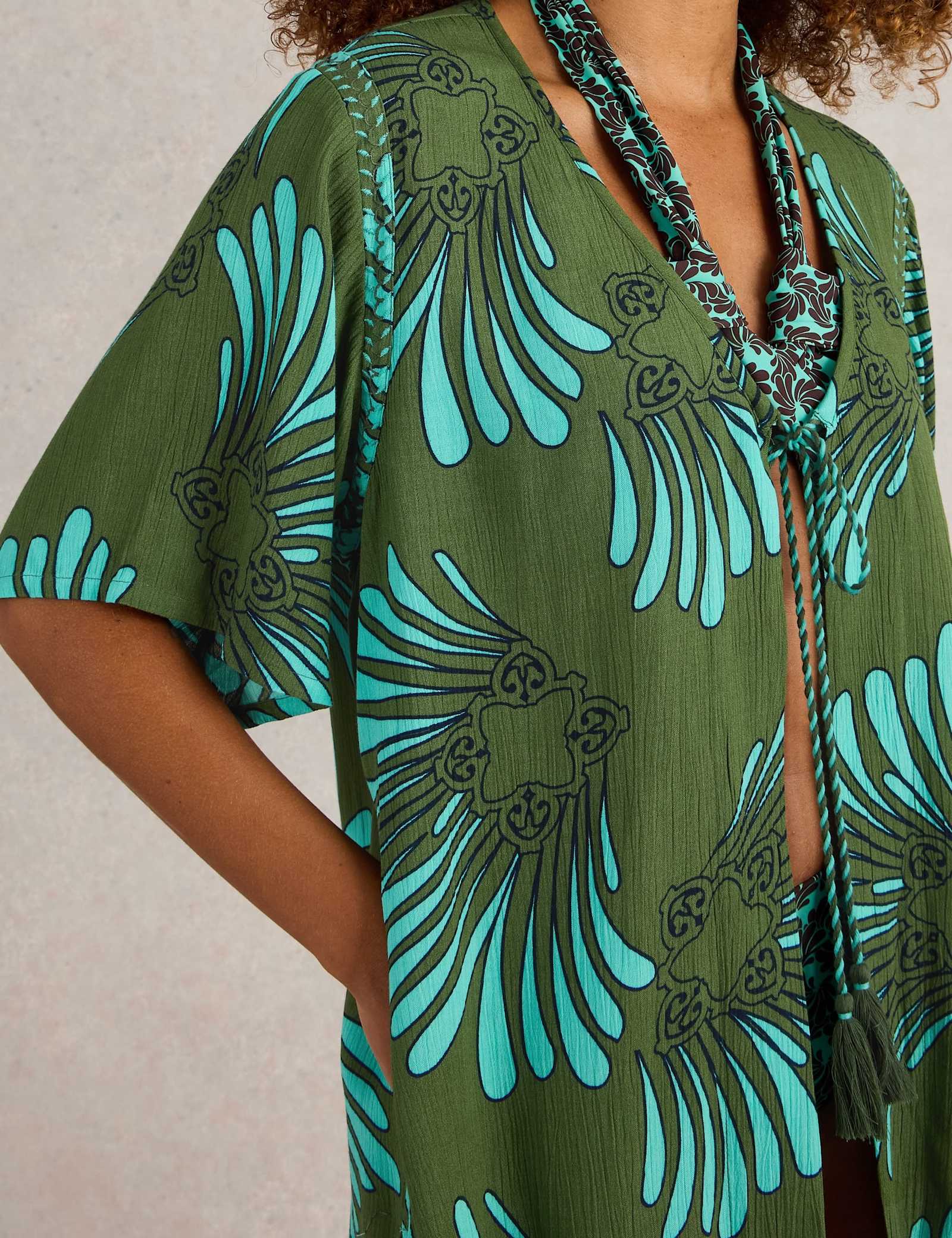 Printed V-Neck Mini Kaftan - image 4