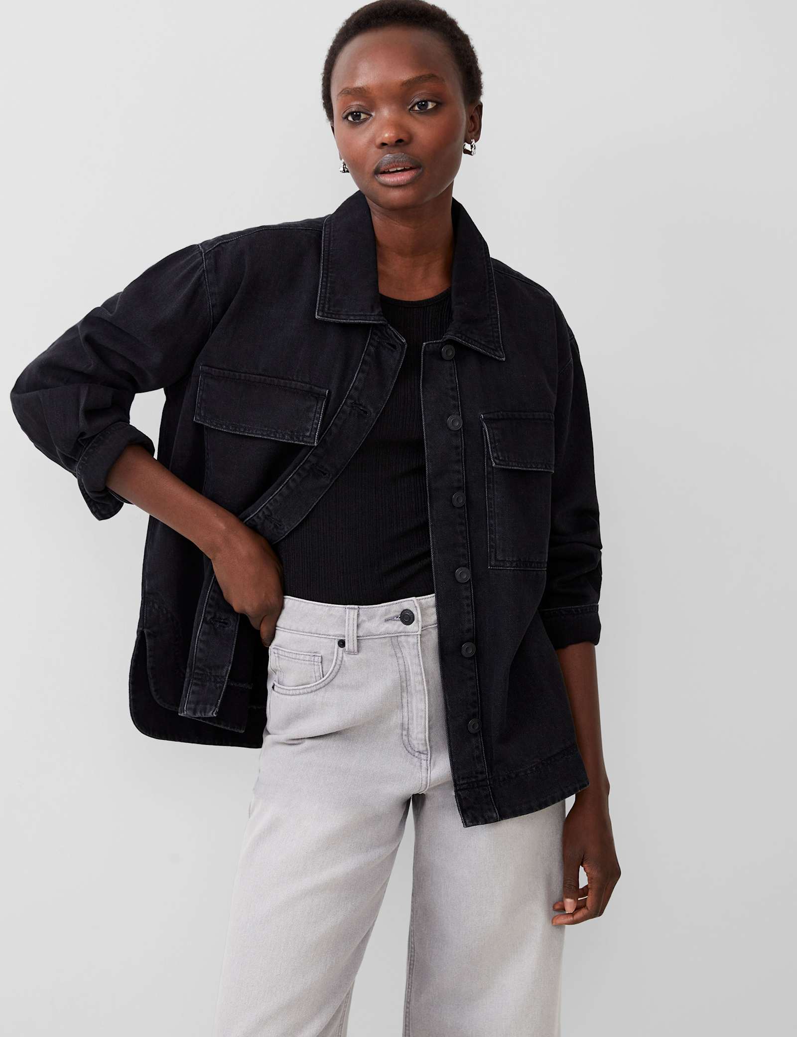 Denim Collared Jacket - image 2