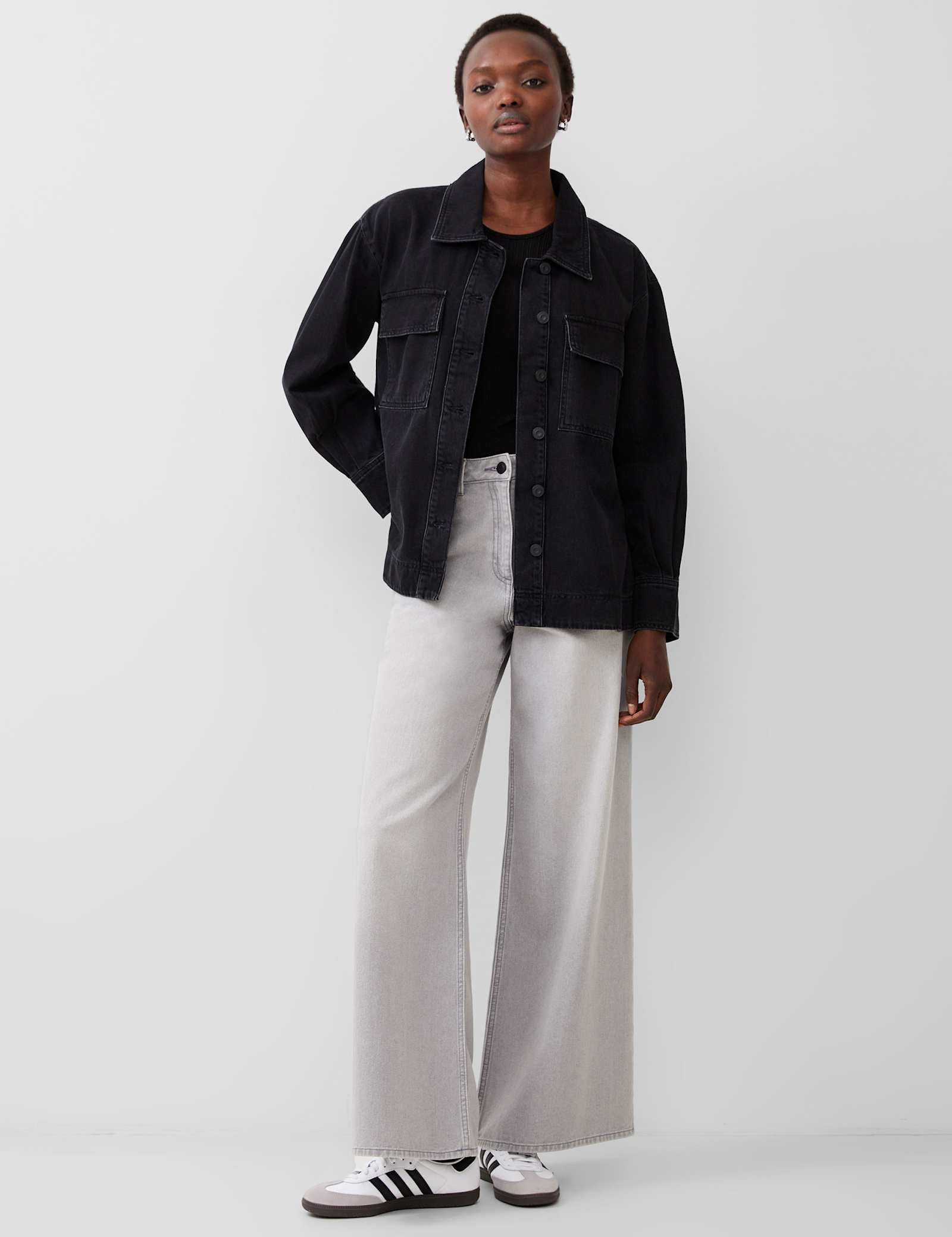 Denim Collared Jacket - image 4