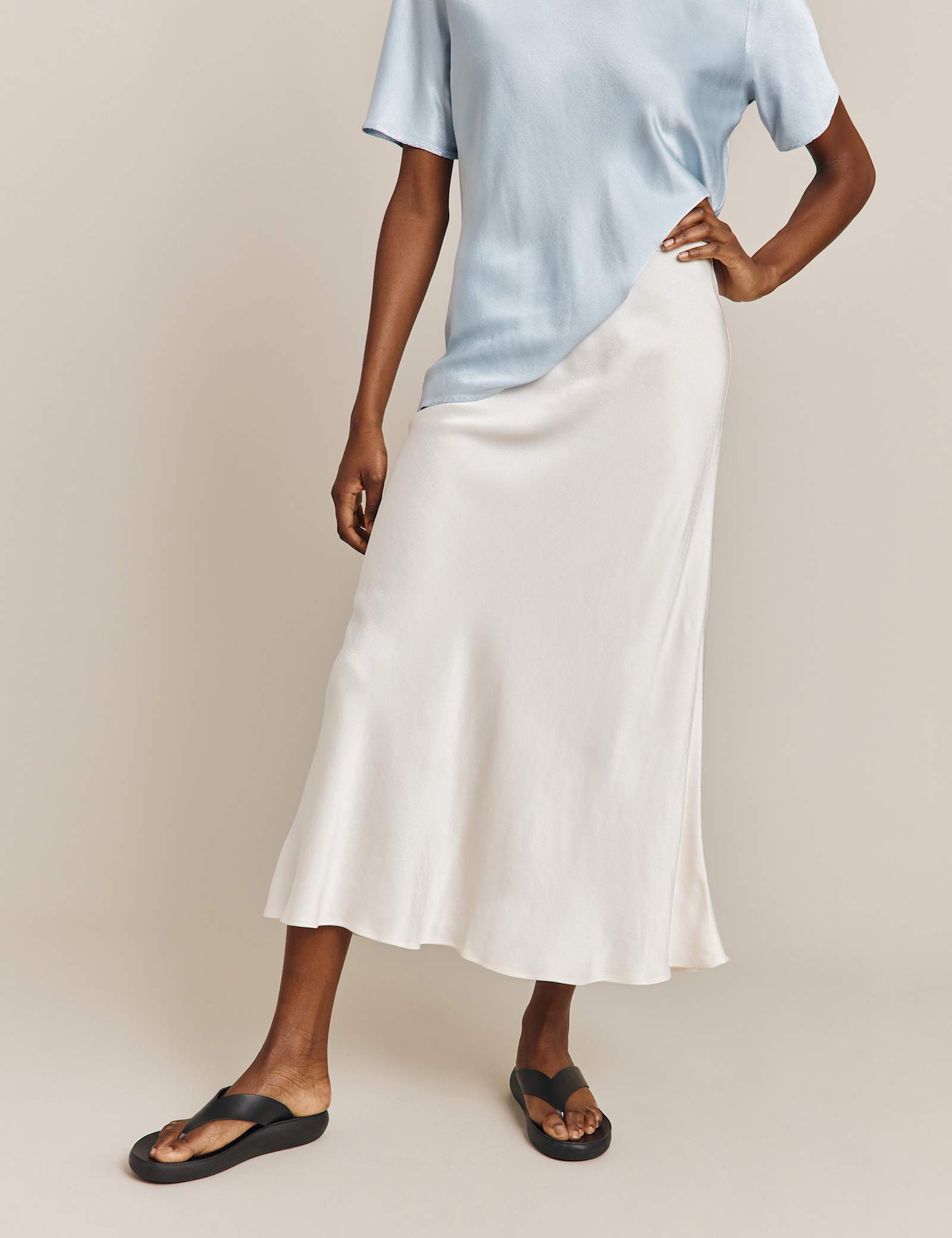 Satin Midi Slip Skirt - image 1