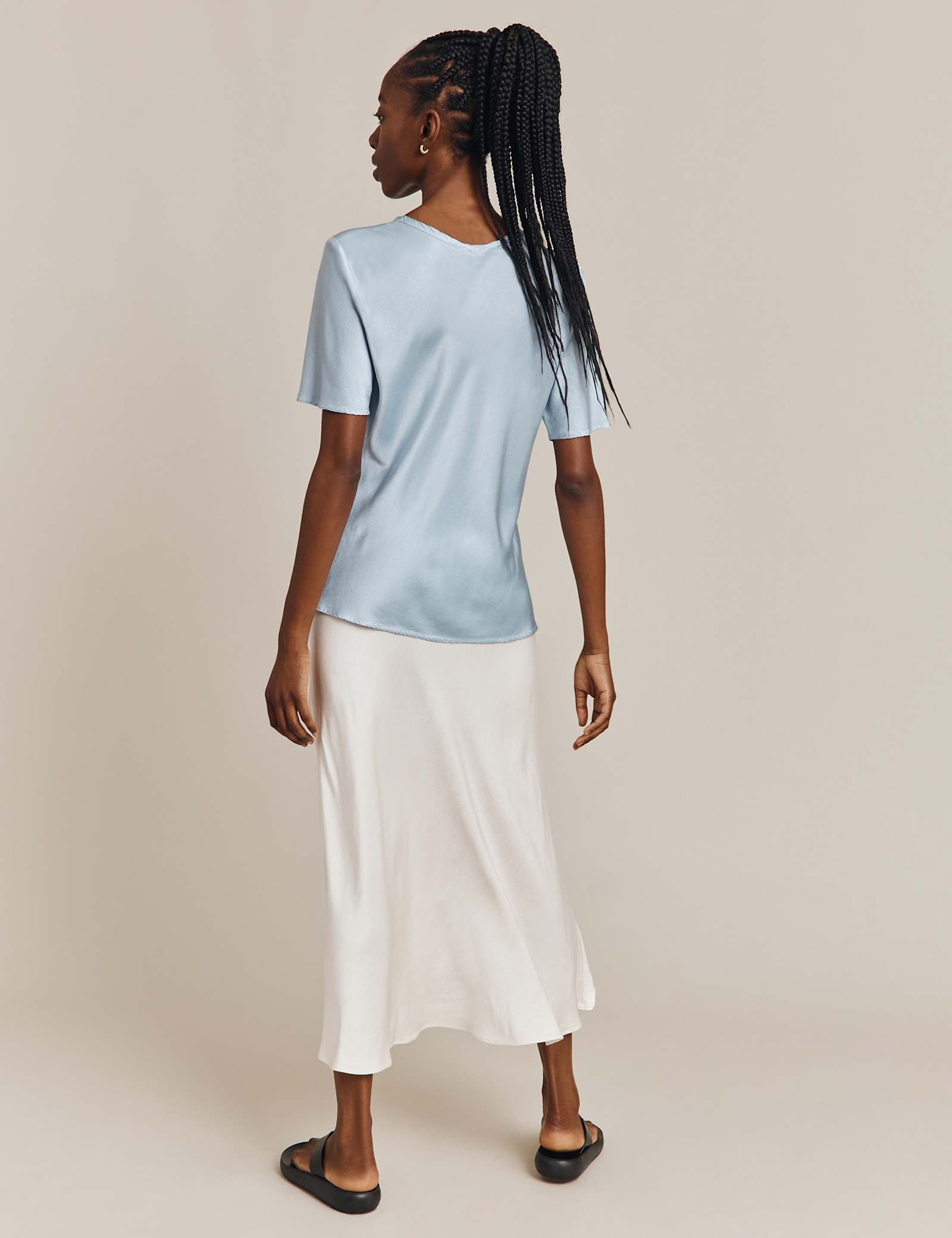 Satin Midi Slip Skirt - image 2