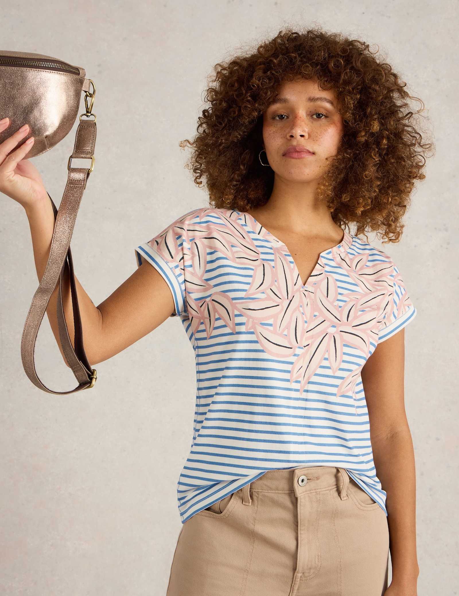 Pure Cotton Printed Notch Neck TShirt - image 2