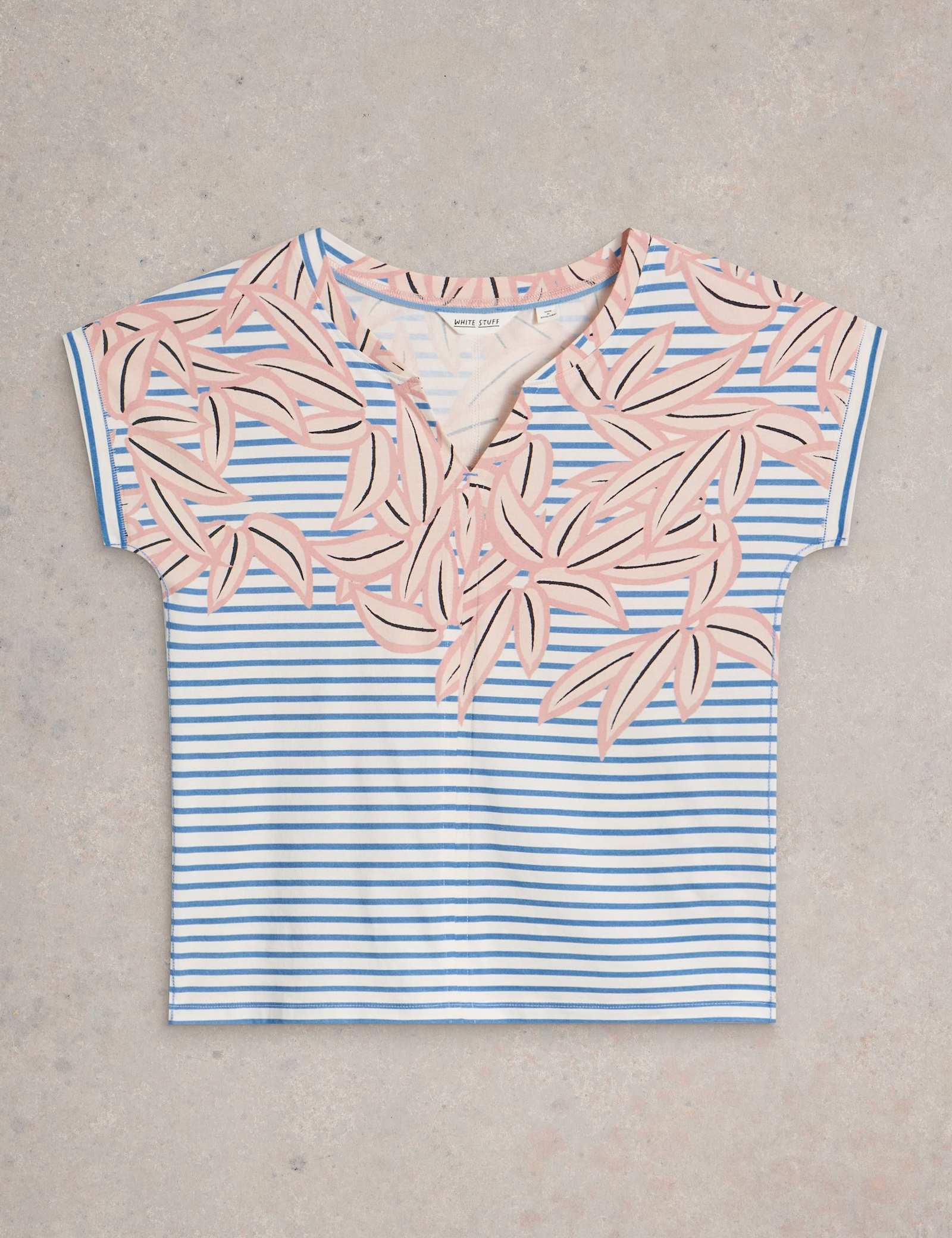 Pure Cotton Printed Notch Neck TShirt - image 1