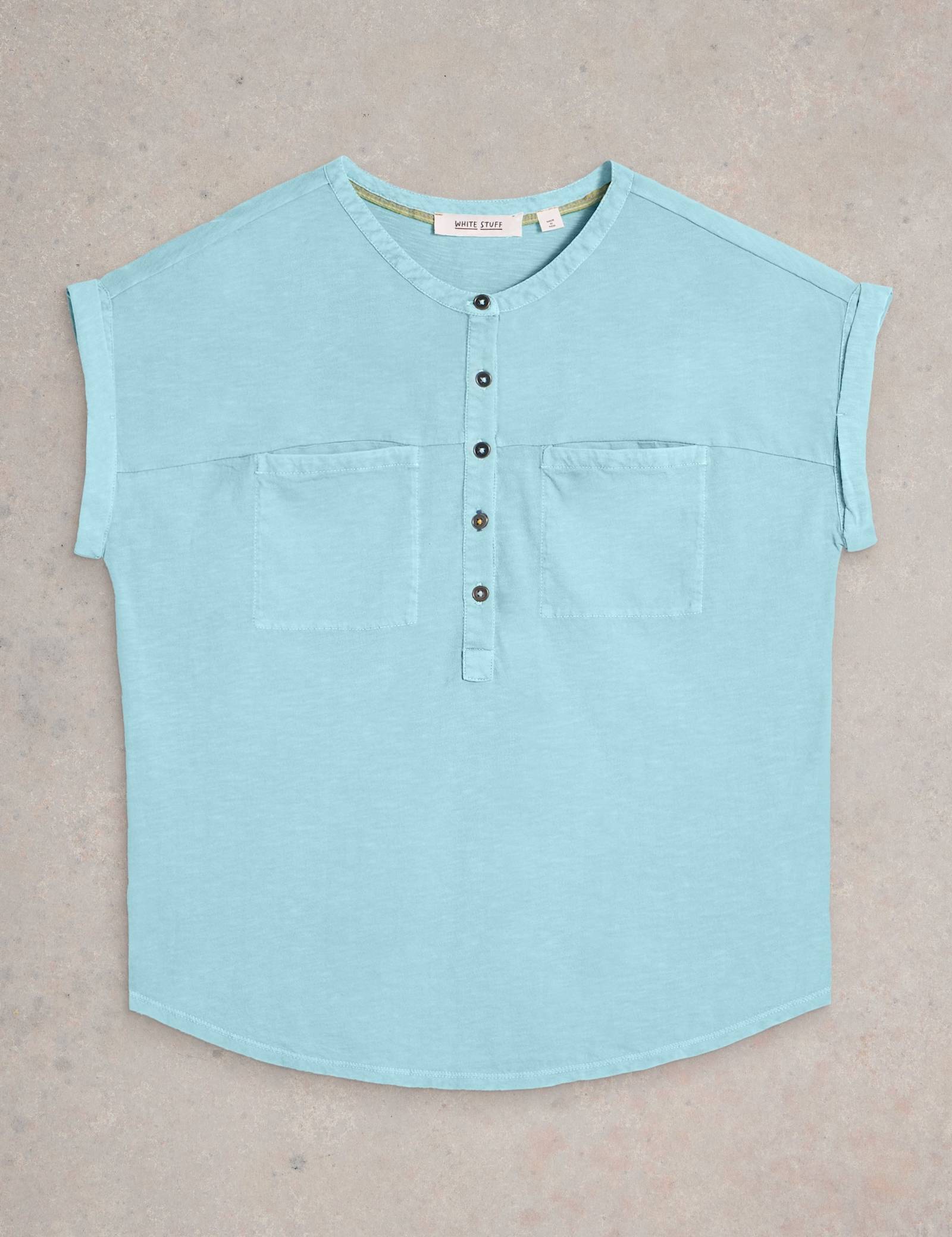 Pure Cotton Crew Neck Button Detail Shirt - image 1
