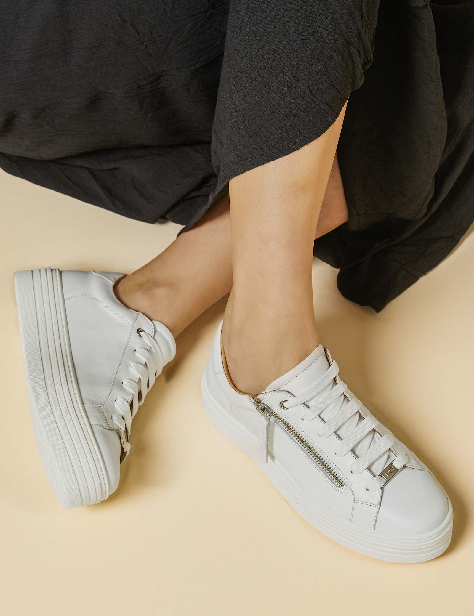 Leather Lace Up Flatform Trainers - image 4