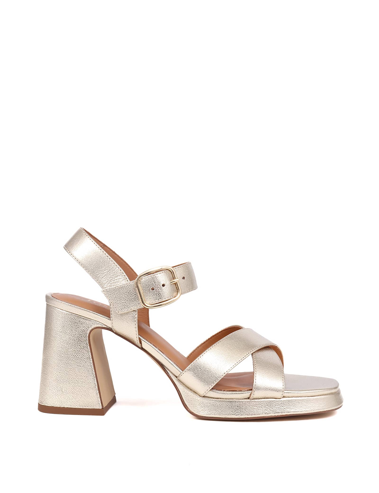 Leather Buckle Block Heel Sandals - image 1