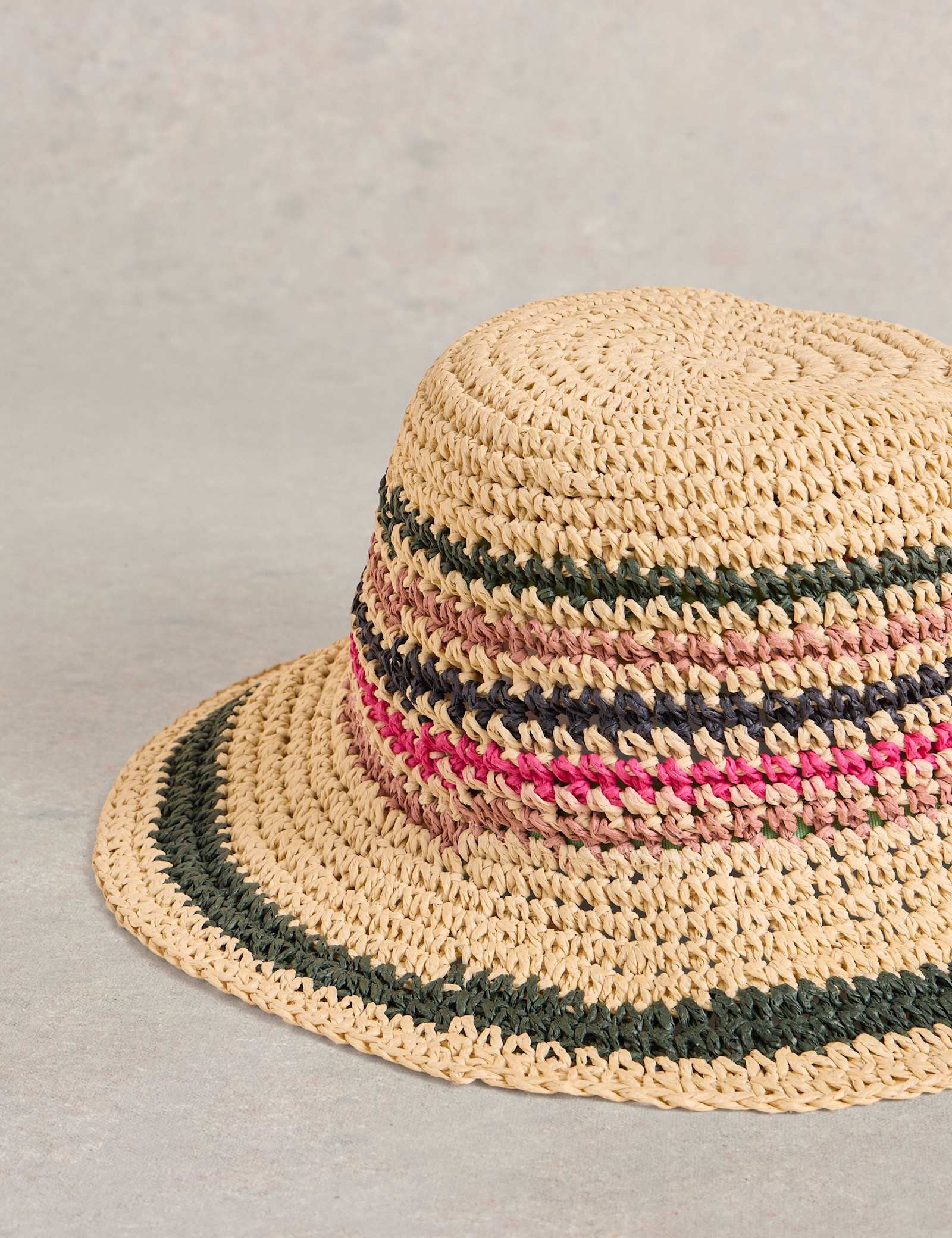 Straw Striped Bucket Hat - image 2