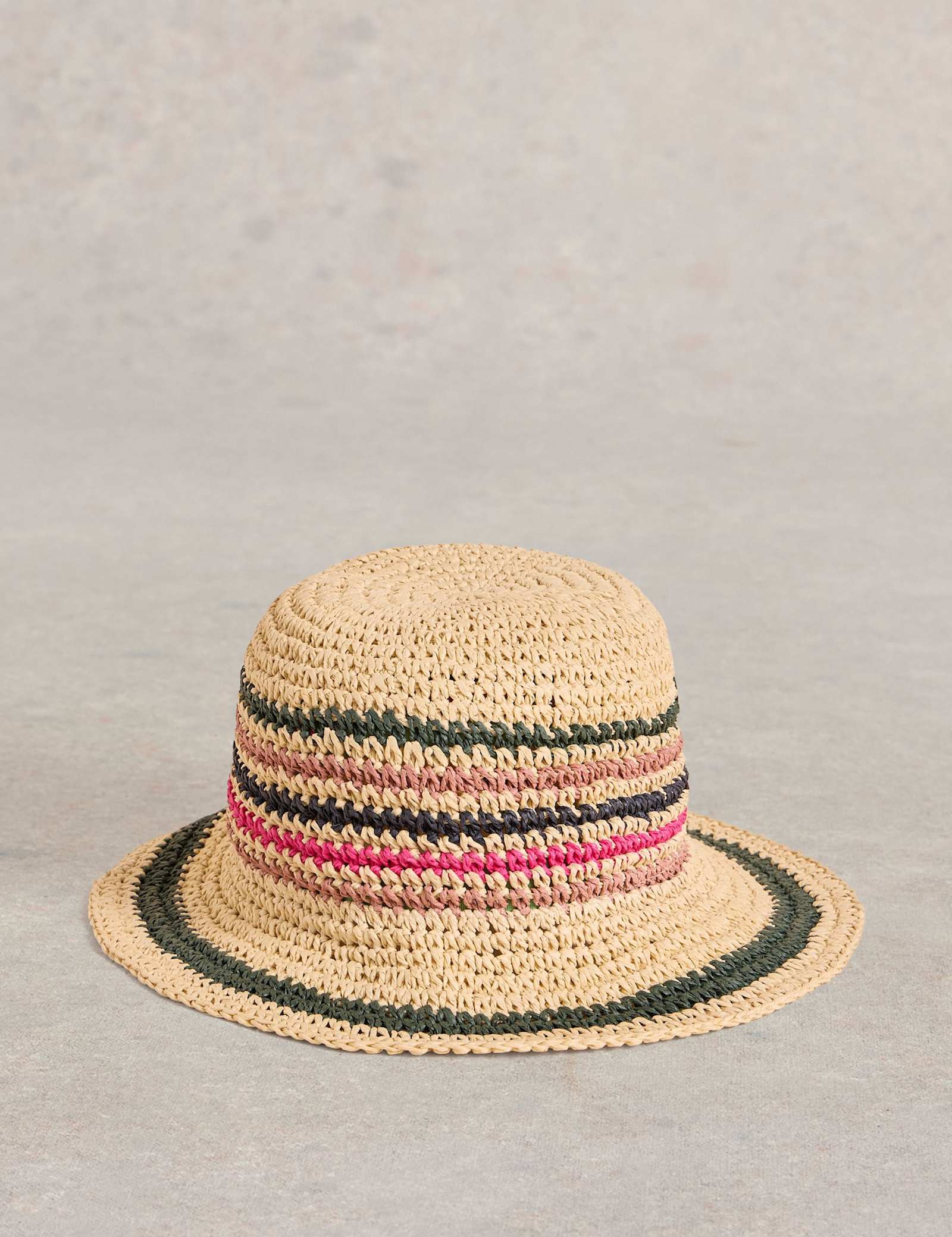 Straw Striped Bucket Hat - image 1