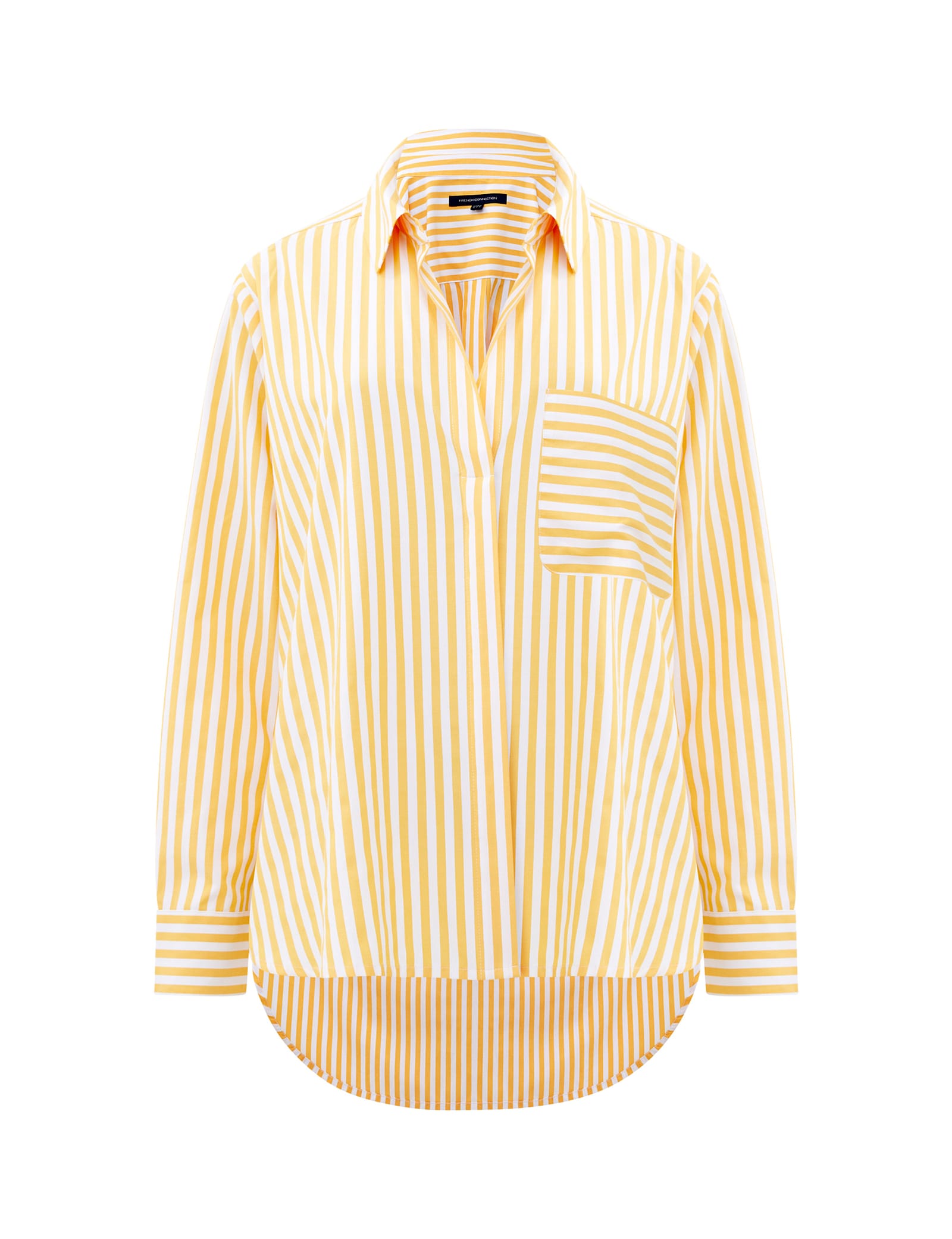 Cotton Blend Striped Relaxed Popover Blouse - image 1