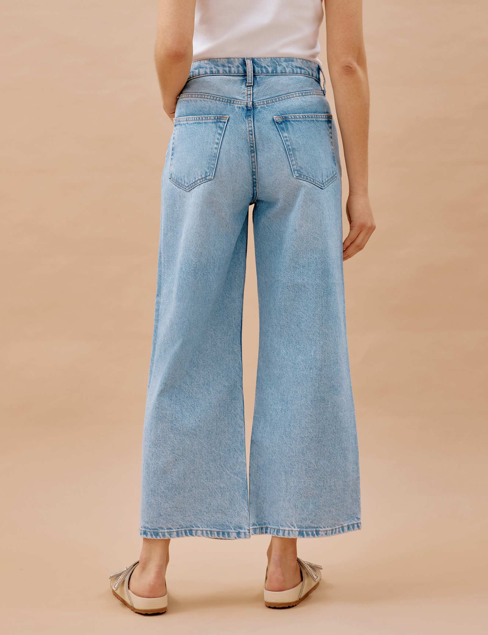 Mid Rise Wide Leg Cropped Jeans - image 4