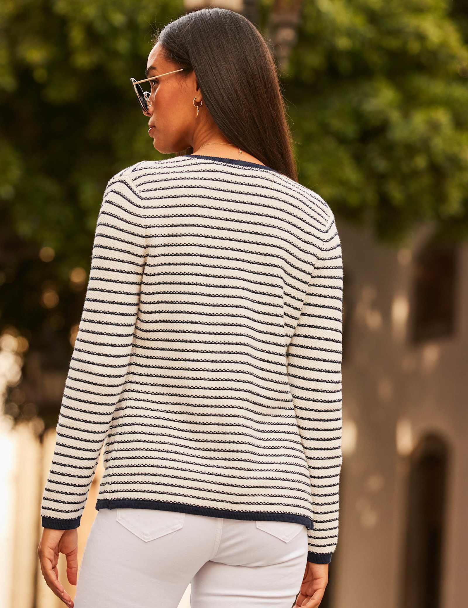 Striped Crew Neck Zip Through Cardigan - image 3