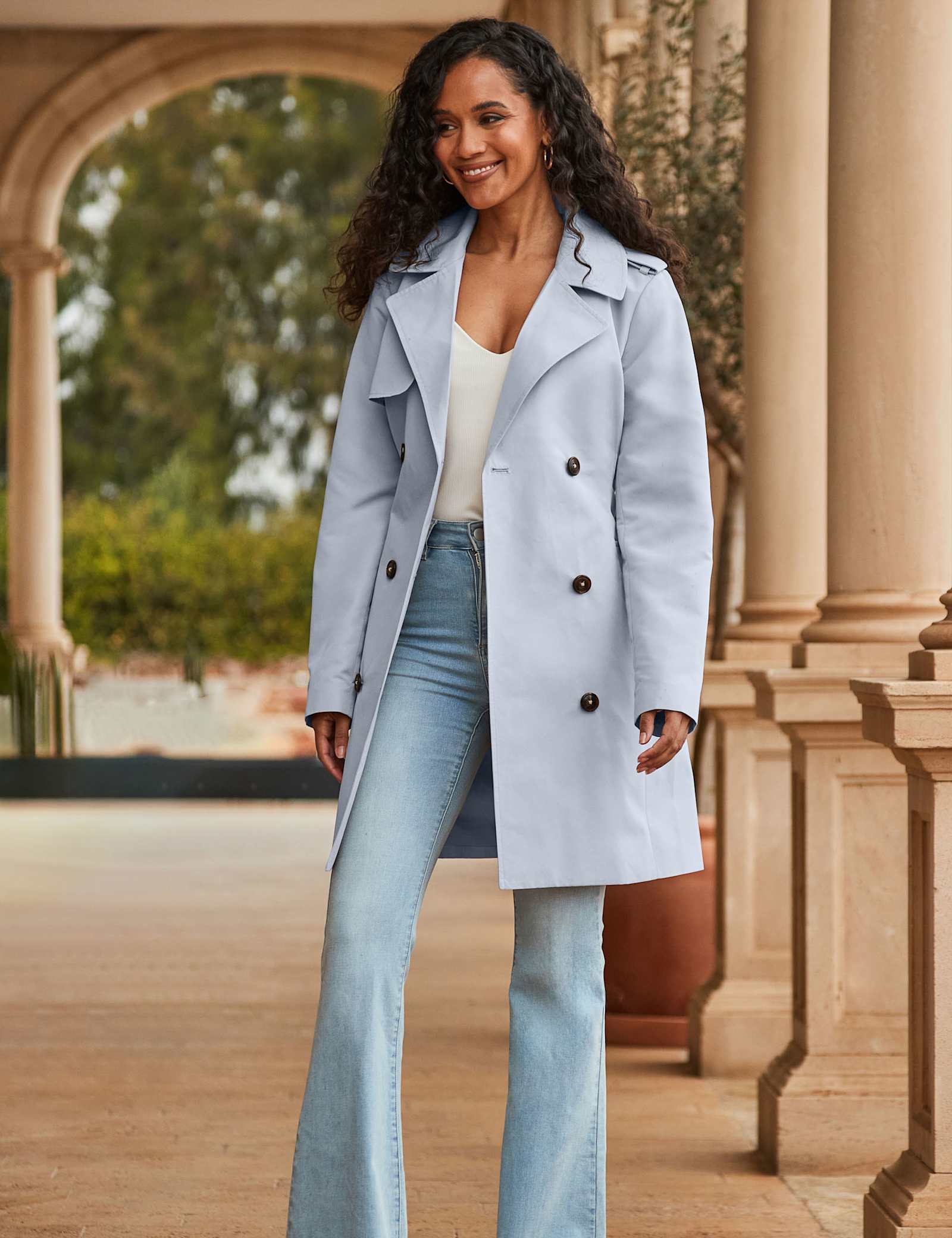 Belted Double Breasted Longline Trench Coat - image 1