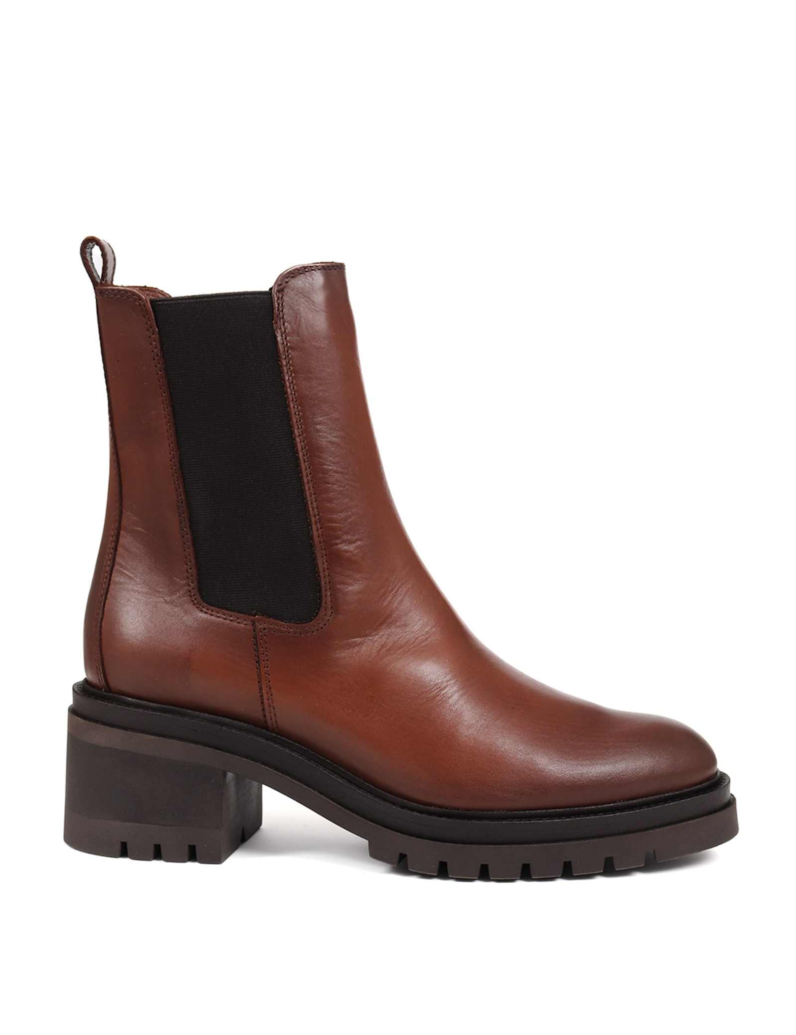 Leather Chelsea Block Heel Ankle Boots - image 1