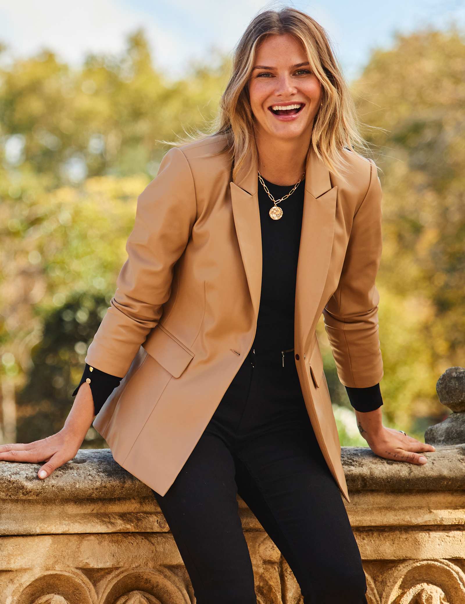 Faux Leather Single Breasted Blazer - image 2