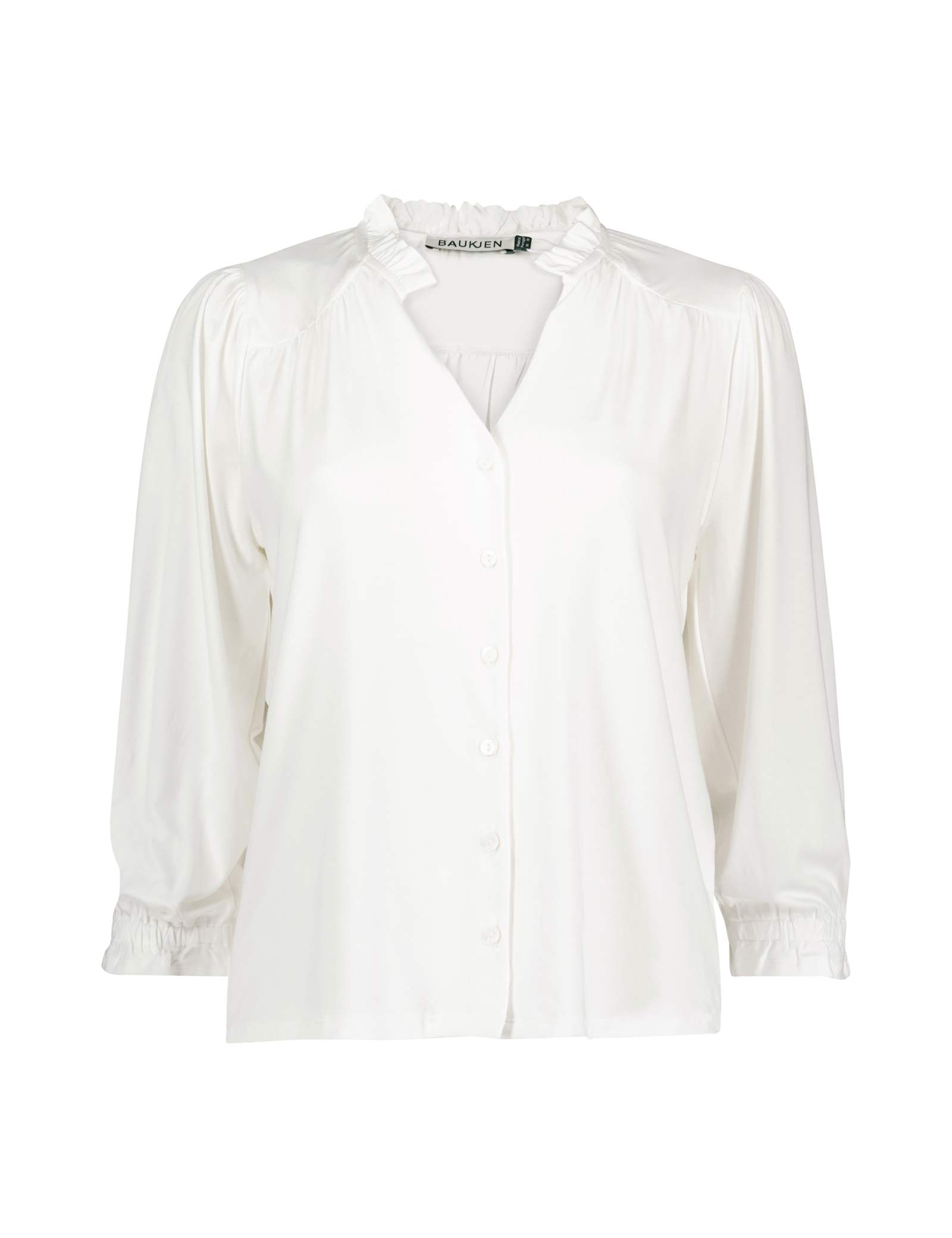 Notch Neck Frill Detail Relaxed Blouse - image 1