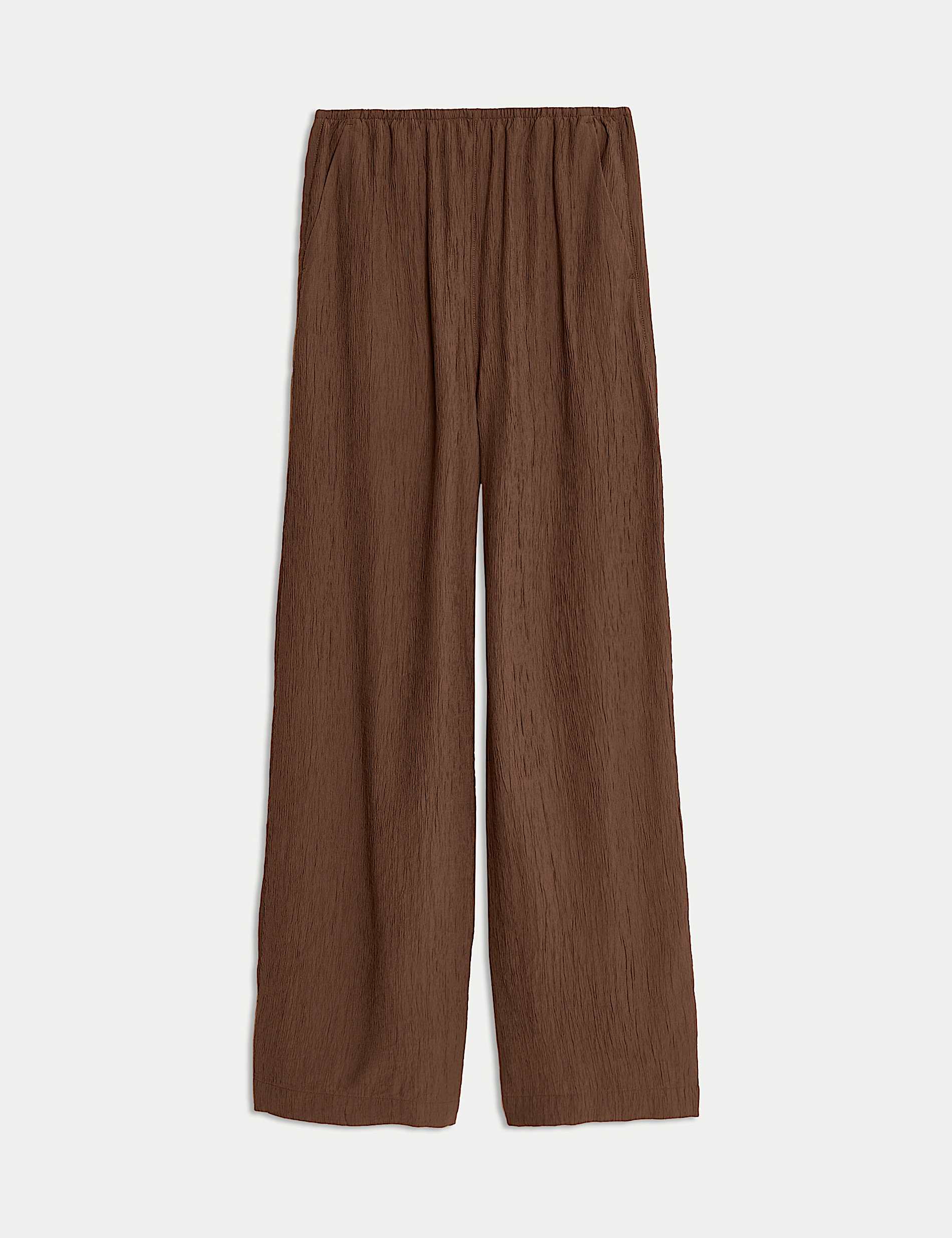 Viscose Rich Crinkle Elasticated Waist Wide Leg Trousers - CY