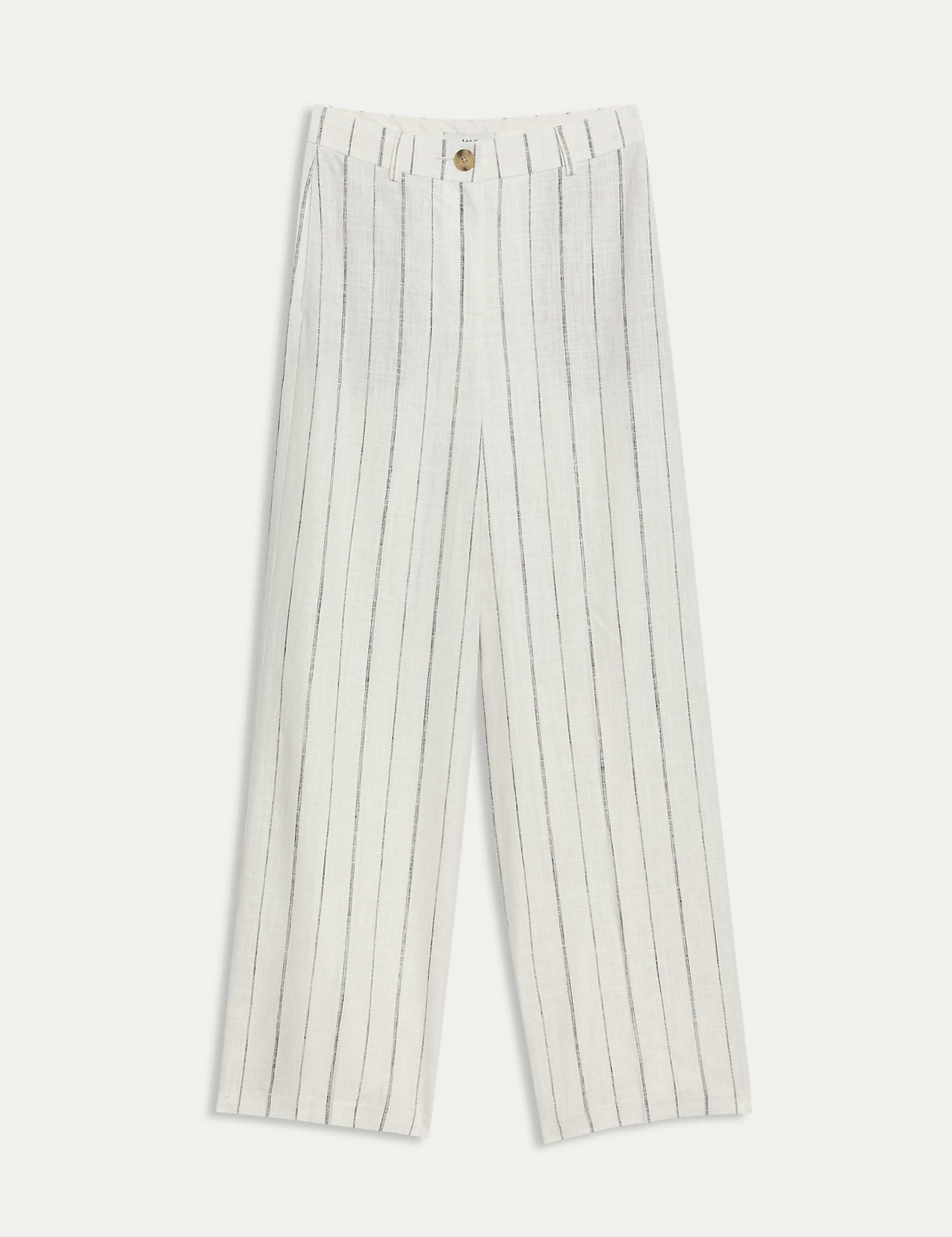 Linen Rich Striped Wide Leg Trousers - CY