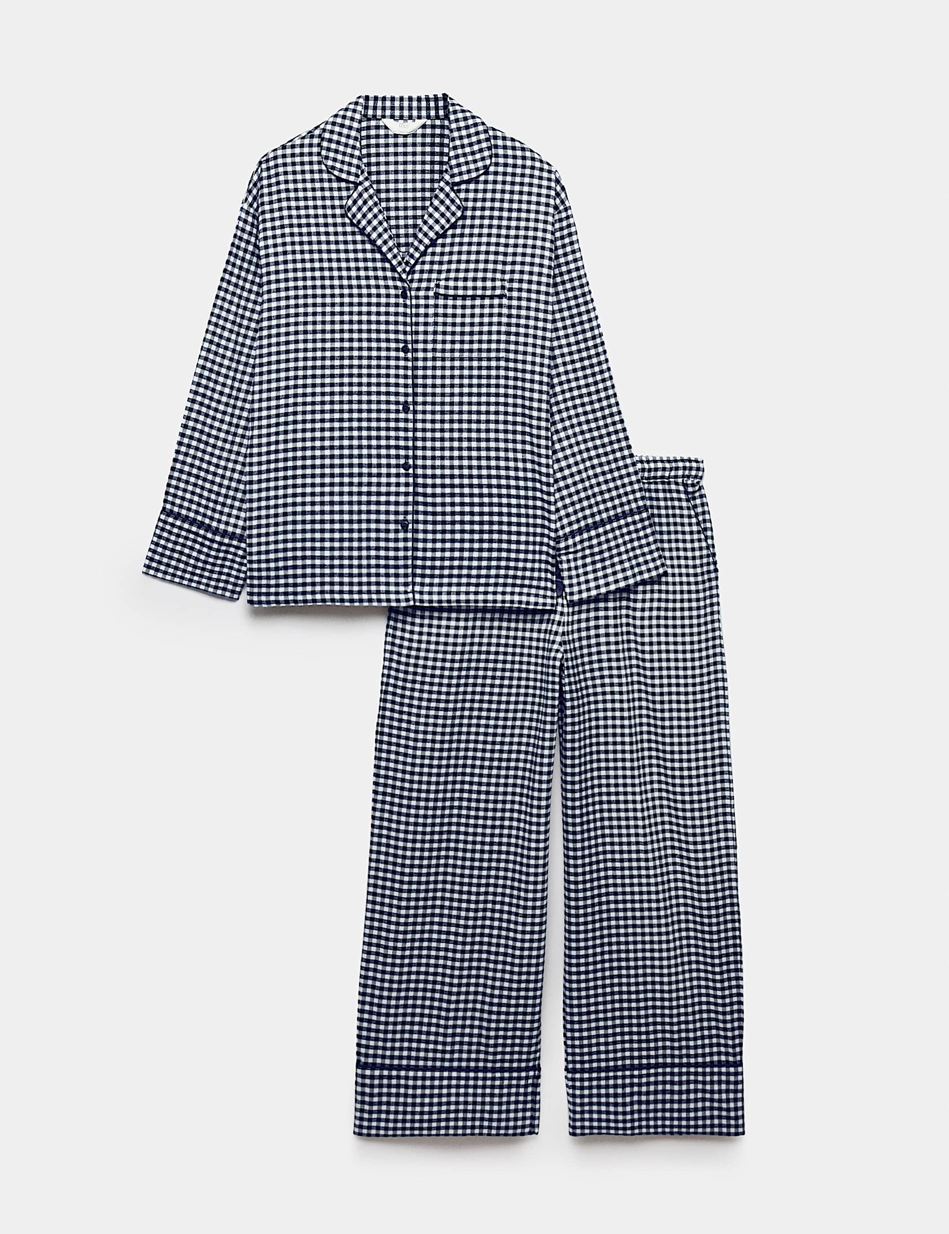 Pure Cotton Gingham Revere Pyjama Set - CY