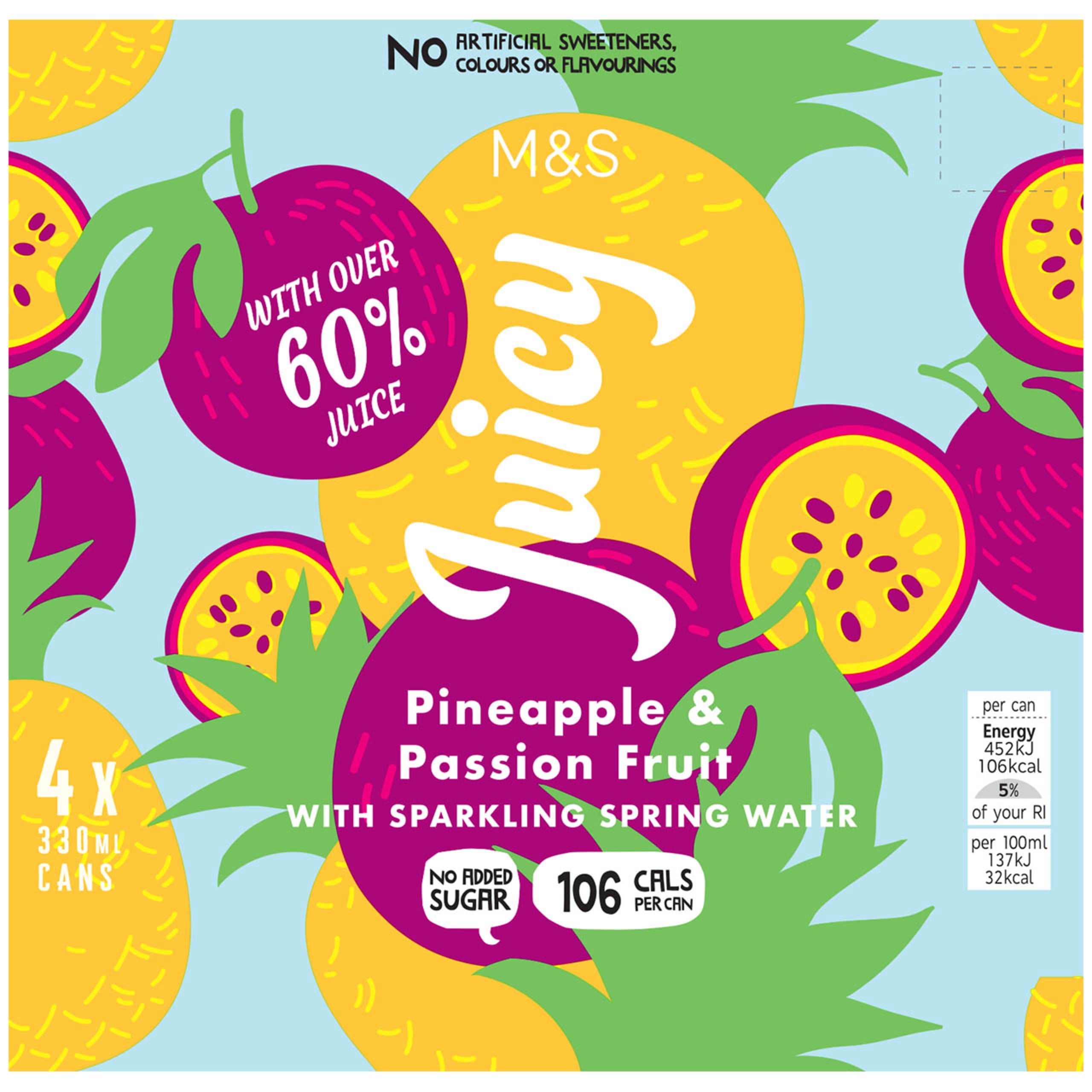 Juicy Pineapple and Passion Fruit Sparkling Spring Water 1 of 1