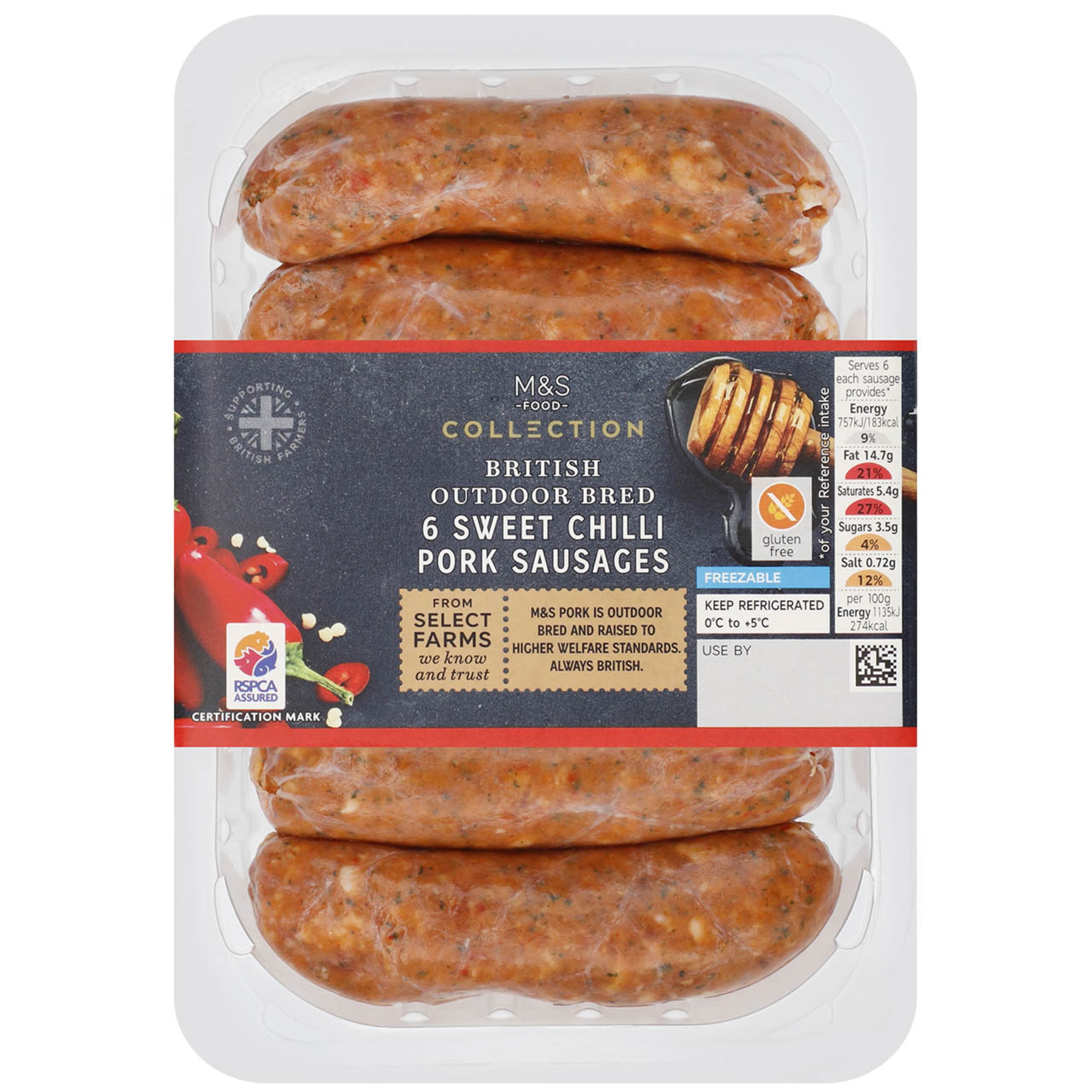 Collection British Outdoor Bred Sweet Chilli Pork Sausages 1 of 2