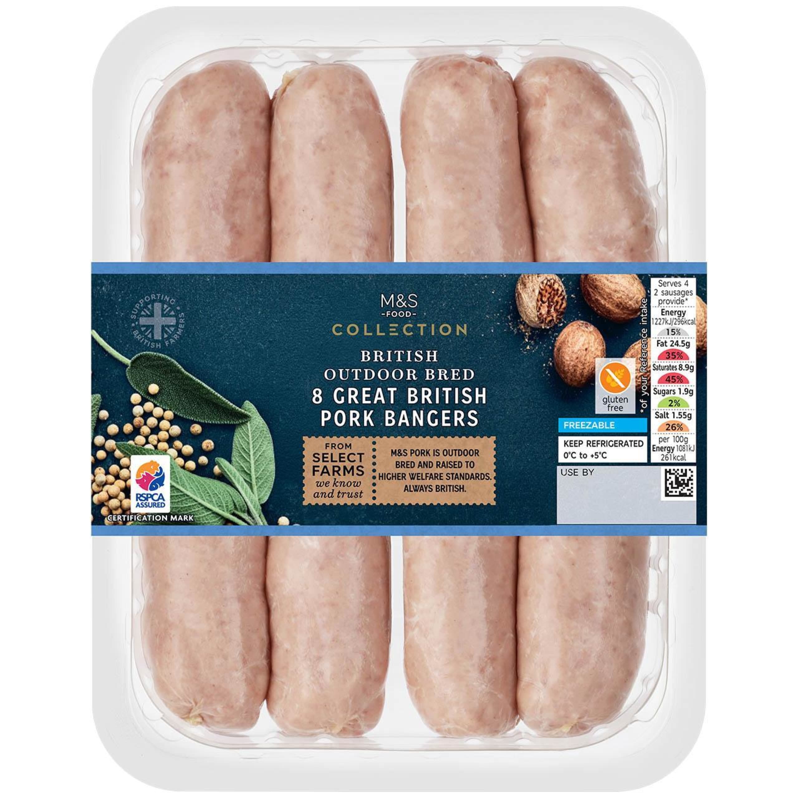 Outdoor Bred 8 Great British Pork Bangers 1 of 1
