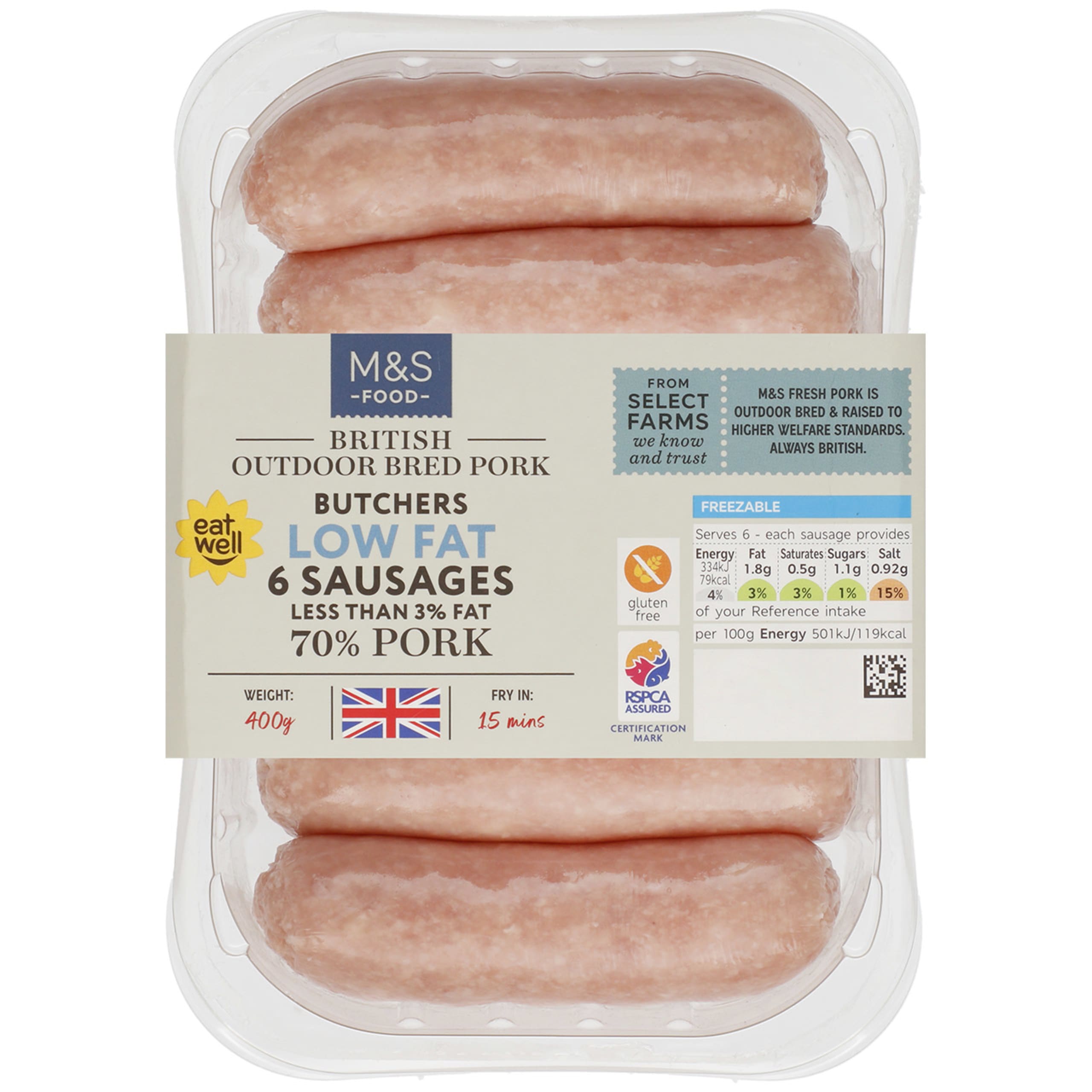 6 British Outdoor Bred Pork Butchers Sausages 1 of 1