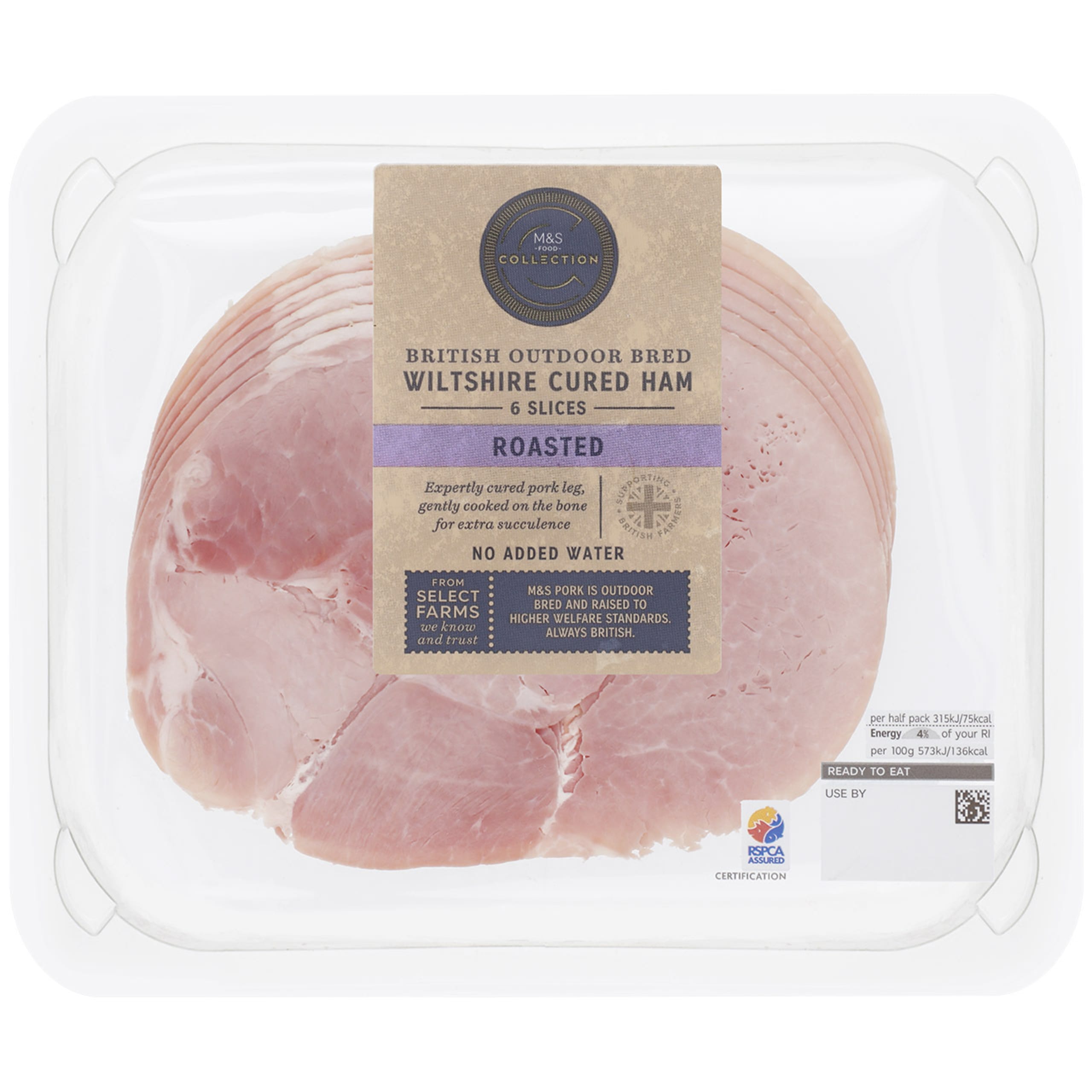British Outdoor Bred Wiltshire Cured Roasted Ham 1 of 1