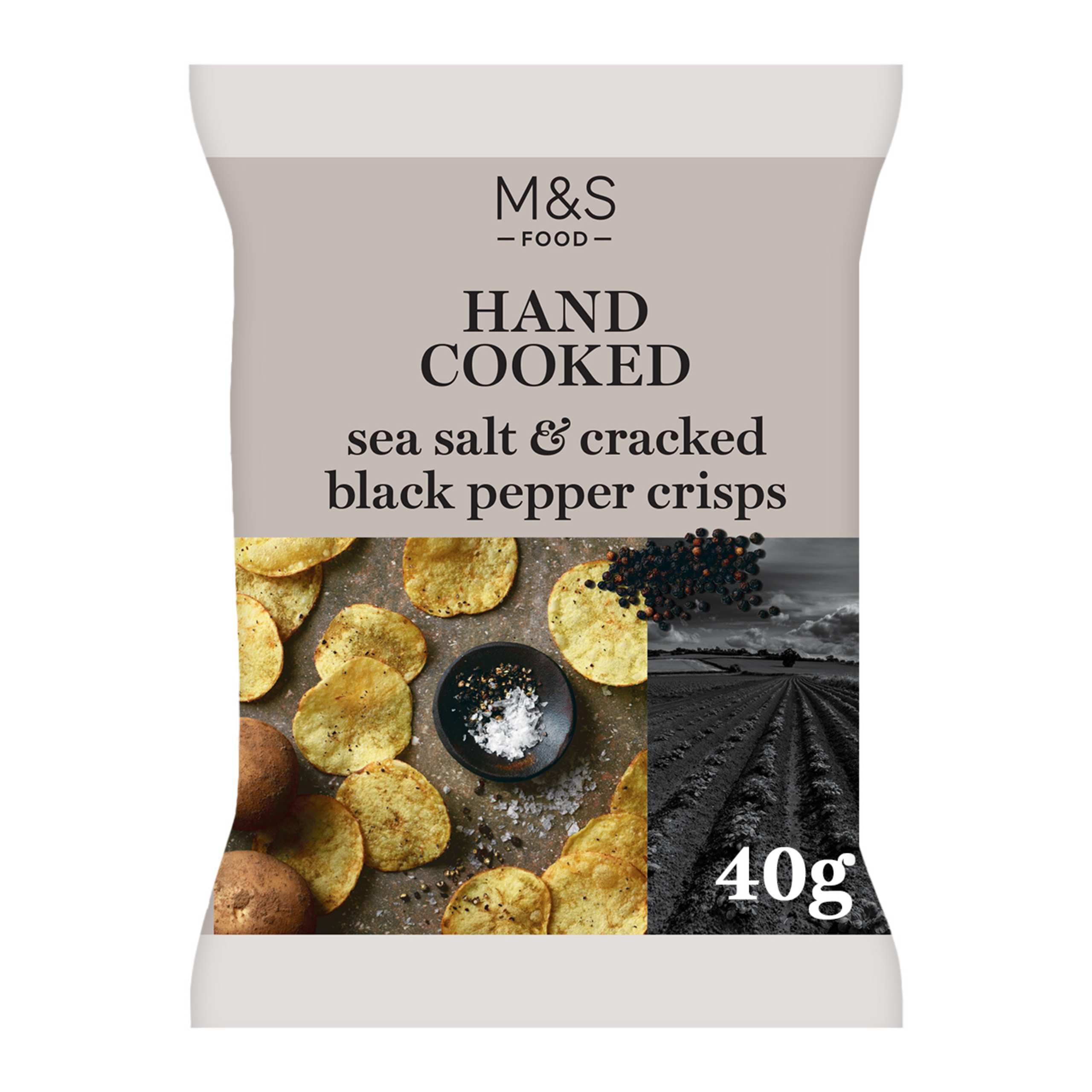 Hand Cooked Sea Salt and Cracked Black Pepper Crisps 1 of 1