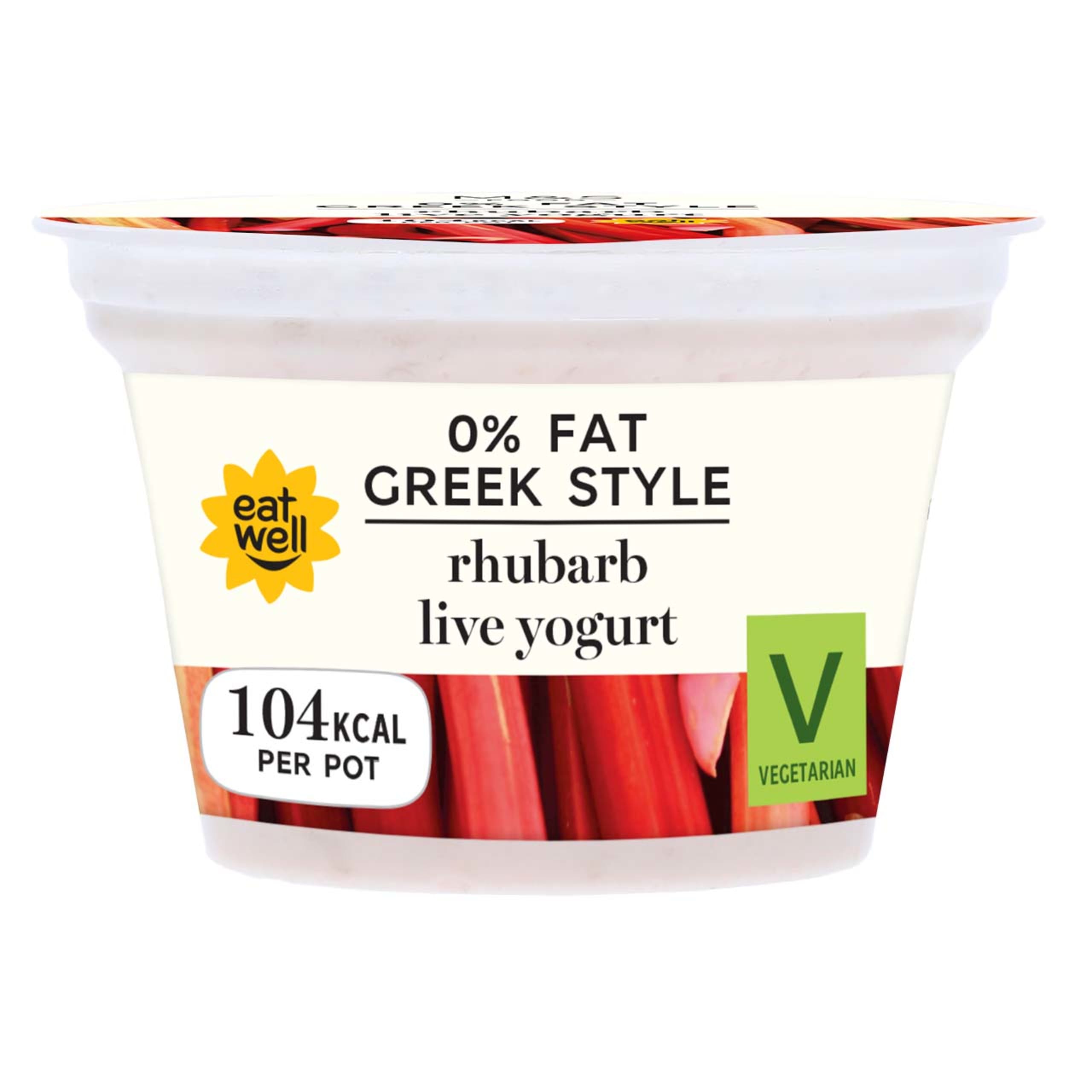 0% Fat Greek Style Rhubarb Live Yogurt 1 of 1