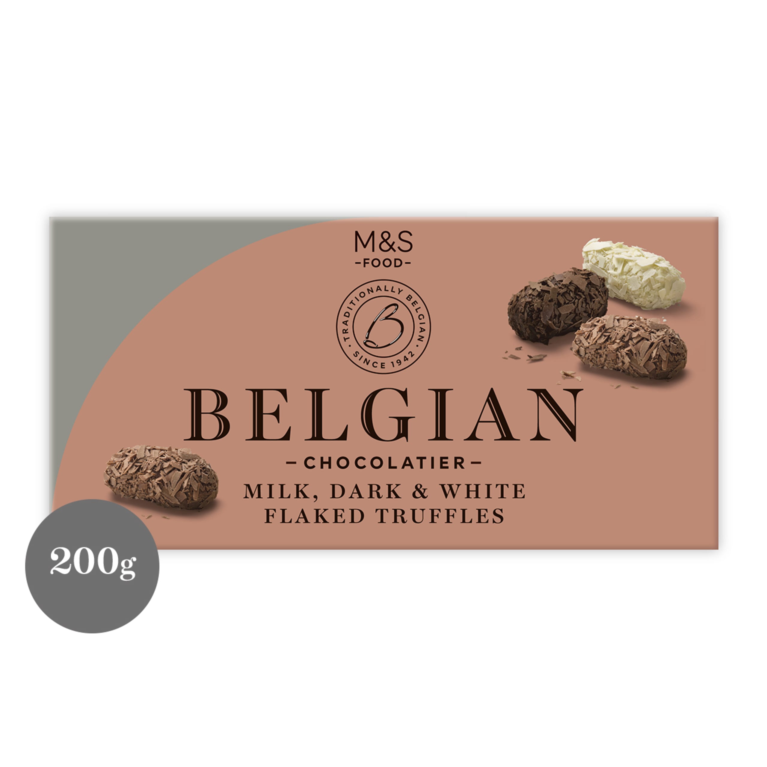 Belgian Chocolatier Milk, Dark & White Flaked Truffles 1 of 1
