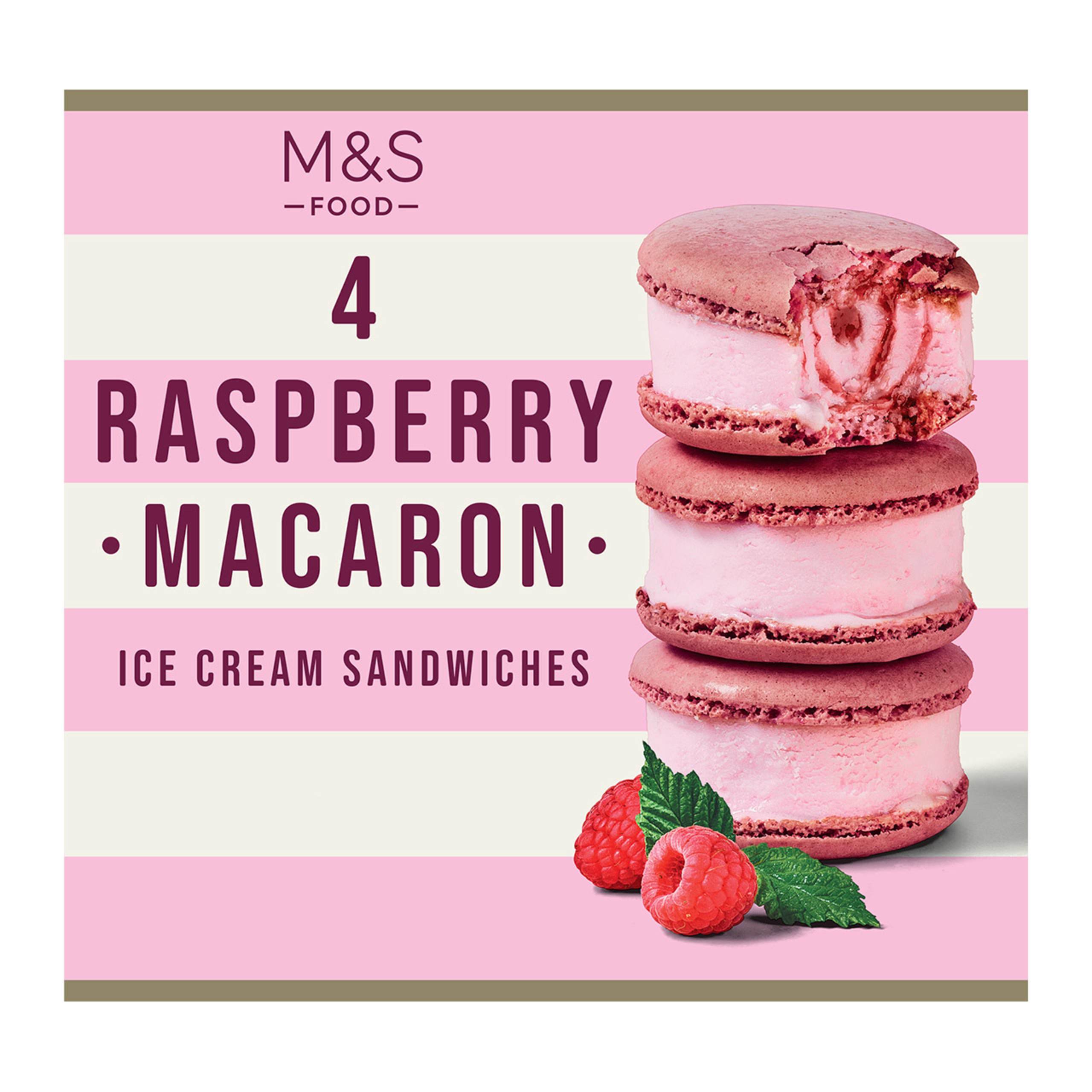 4 Raspberry Macaron Ice Cream Sandwiches 1 of 3